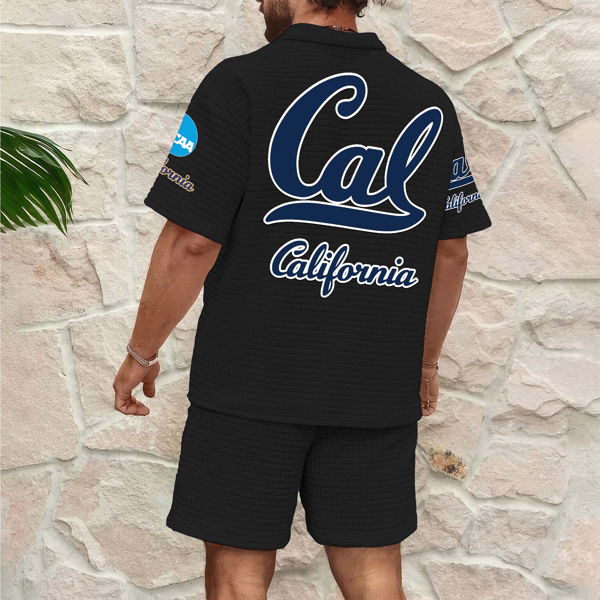 Alternative view of California Golden Bears Men's Waffle Pattern Half Zipper Shirt And Short Custom Your Name 2025 Versions, Gifts For Football Lovers EHIVM-03151308