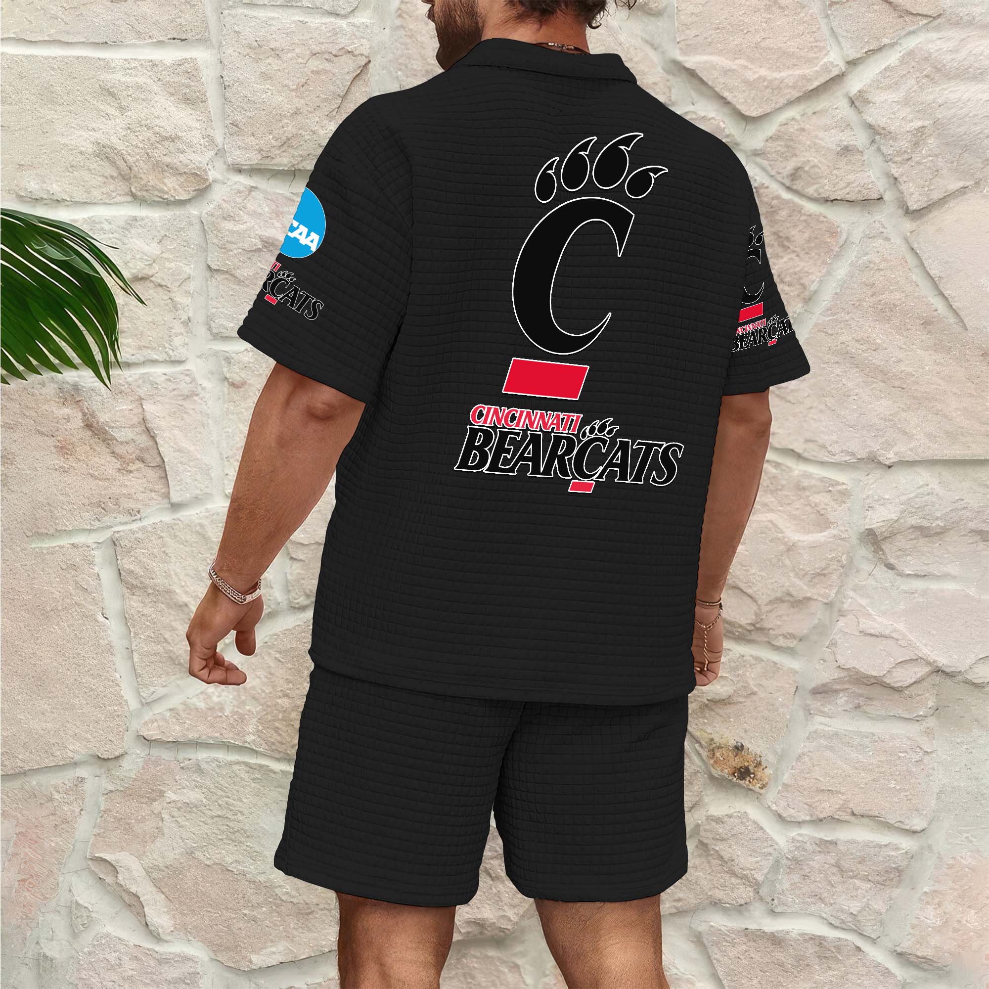 Alternative view of Cincinnati Bearcats Men's Waffle Pattern Half Zipper Shirt And Short Custom Your Name 2025 Versions, Gifts For Football Lovers EHIVM-03151308