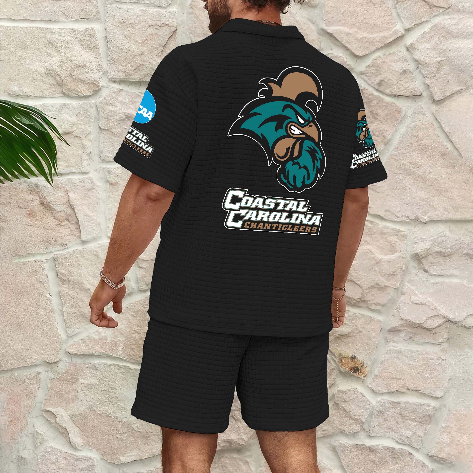 Alternative view of Coastal Carolina Chanticleers Men's Waffle Pattern Half Zipper Shirt And Short Custom Your Name 2025 Versions, Gifts For Football Lovers EHIVM-03151308