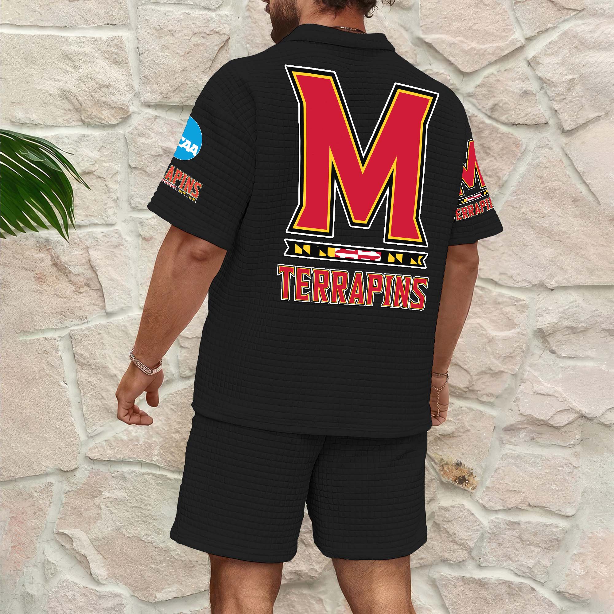 Alternative view of Maryland Terrapins Men's Waffle Pattern Half Zipper Shirt And Short Custom Your Name 2025 Versions, Gifts For Football Lovers EHIVM-03151308