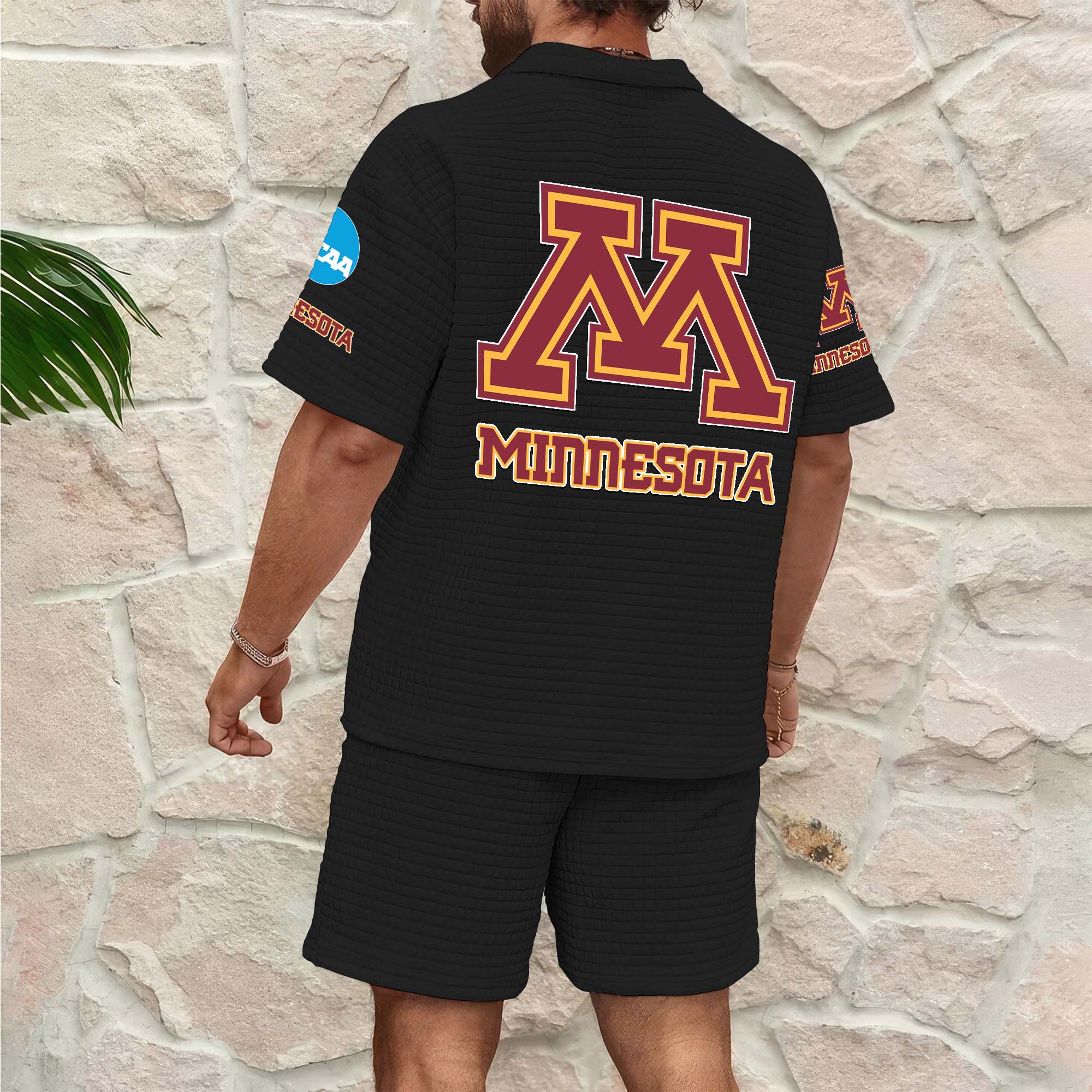 Alternative view of Minnesota Golden Gophers Men's Waffle Pattern Half Zipper Shirt And Short Custom Your Name 2025 Versions, Gifts For Football Lovers EHIVM-03151308