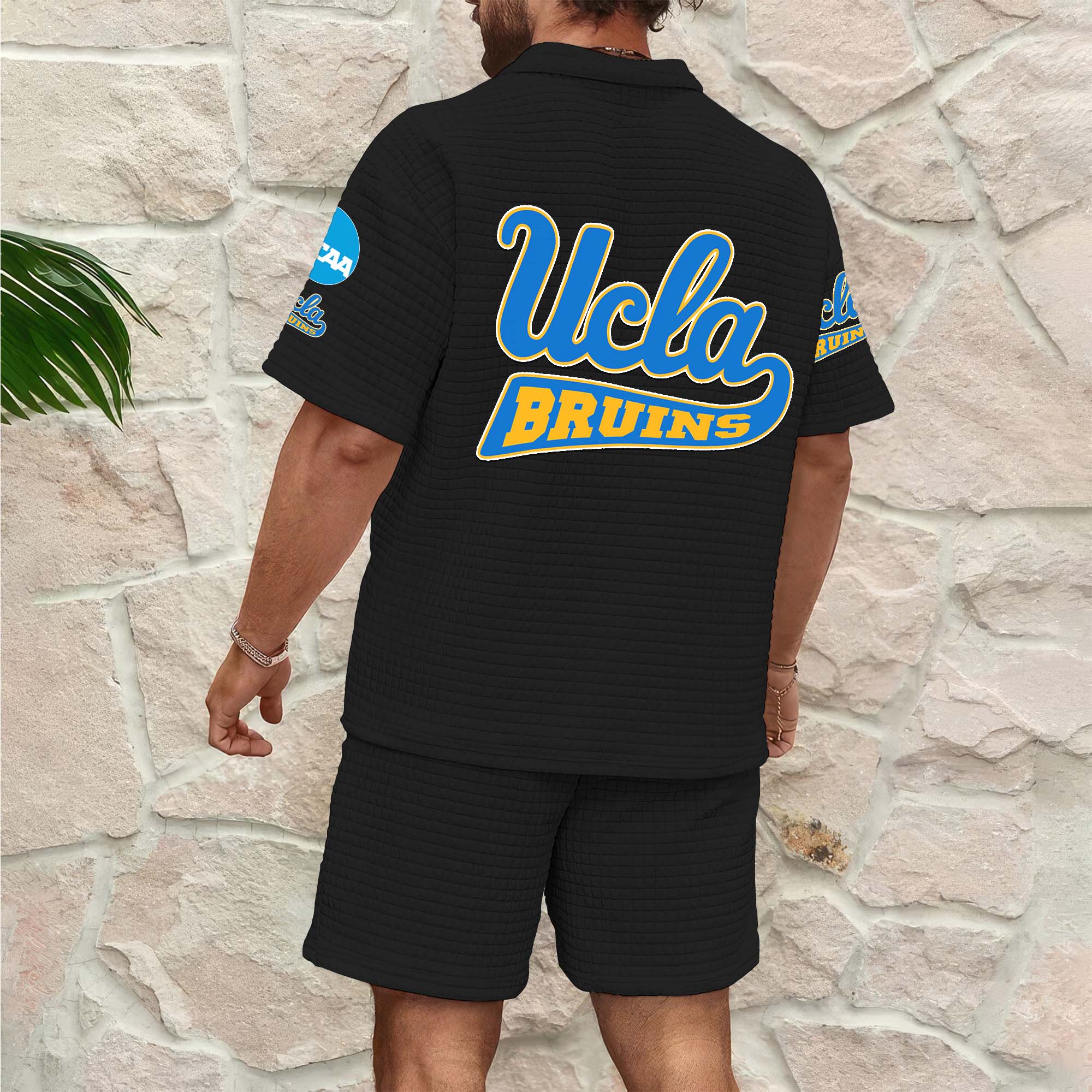 Alternative view of UCLA Bruins Men's Waffle Pattern Half Zipper Shirt And Short Custom Your Name 2025 Versions, Gifts For Football Lovers EHIVM-03151308