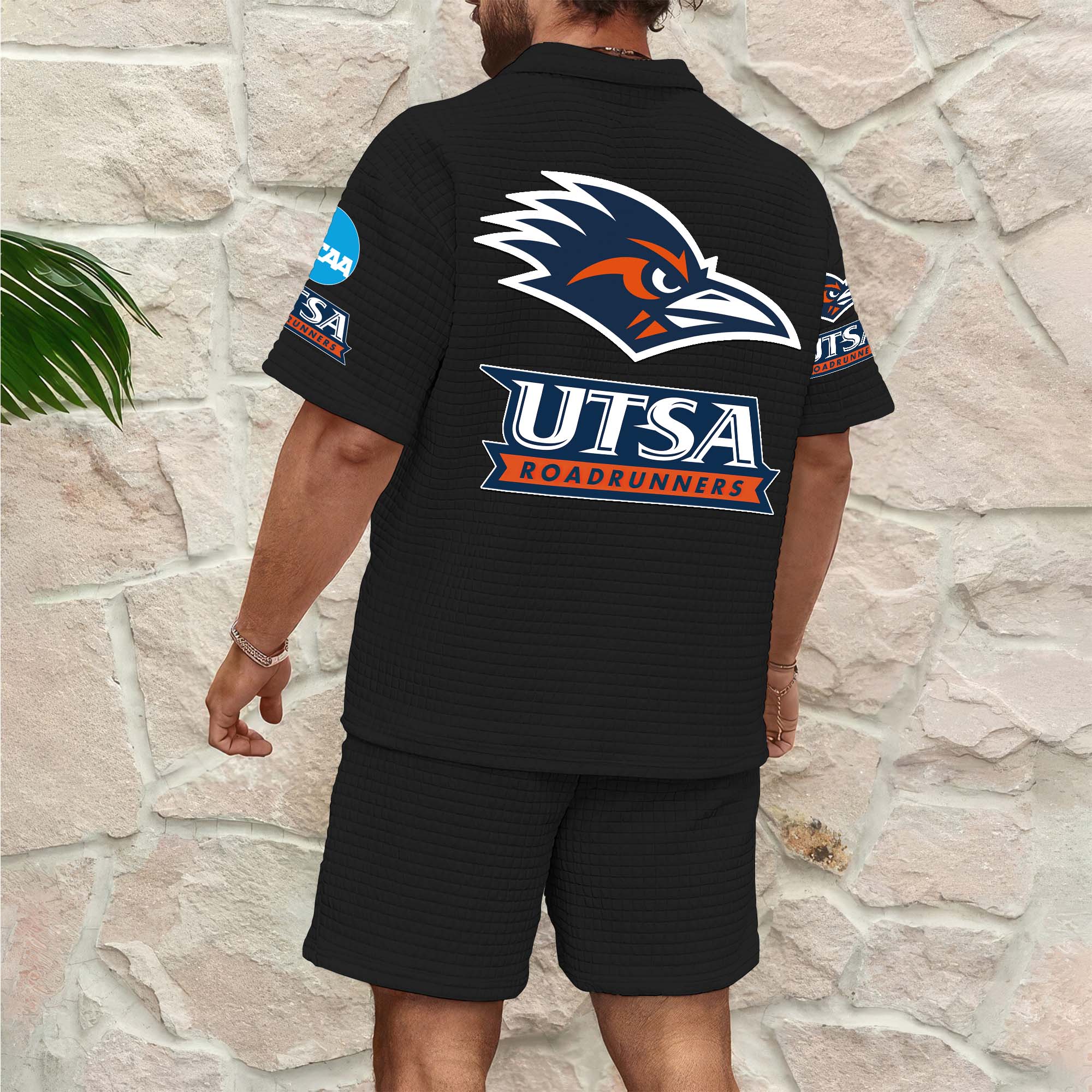 Alternative view of UTSA Roadrunners Men's Waffle Pattern Half Zipper Shirt And Short Custom Your Name 2025 Versions, Gifts For Football Lovers EHIVM-03151308