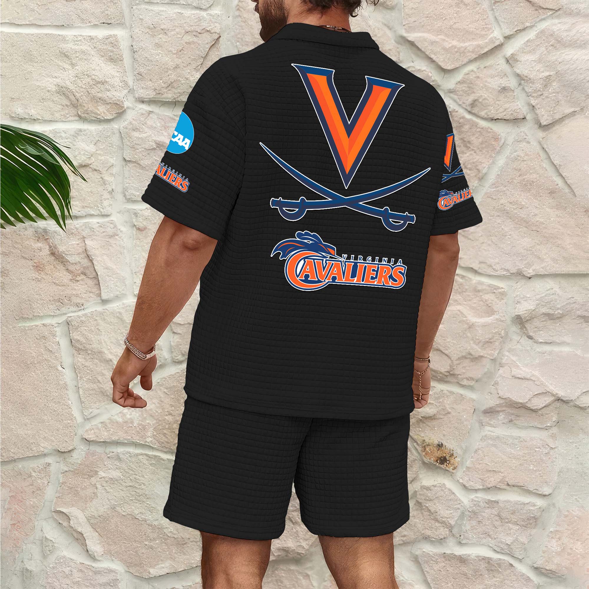 Alternative view of Virginia Cavaliers Men's Waffle Pattern Half Zipper Shirt And Short Custom Your Name 2025 Versions, Gifts For Football Lovers EHIVM-03151308