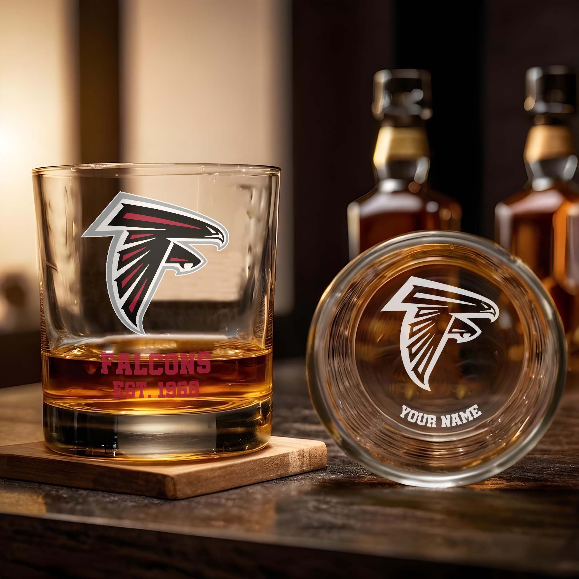 Alternative view of Atlanta Falcons Engraved Whiskey Glass Custom Your Name, Groomsman 11oz Whiskey Glass, Football Gift, Gifts for Dad EHIVM-03271493