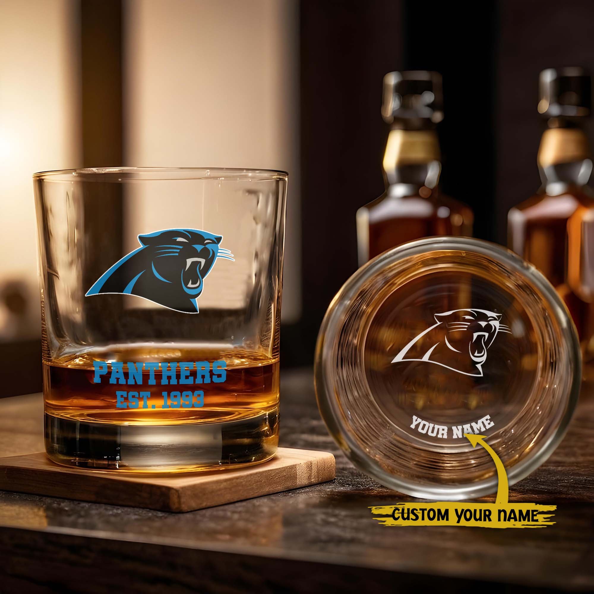 Carolina Panthers Engraved Whiskey Glass Custom Your Name, Groomsman 11oz Whiskey Glass, Football Gift, Gifts for Dad EHIVM-03271493