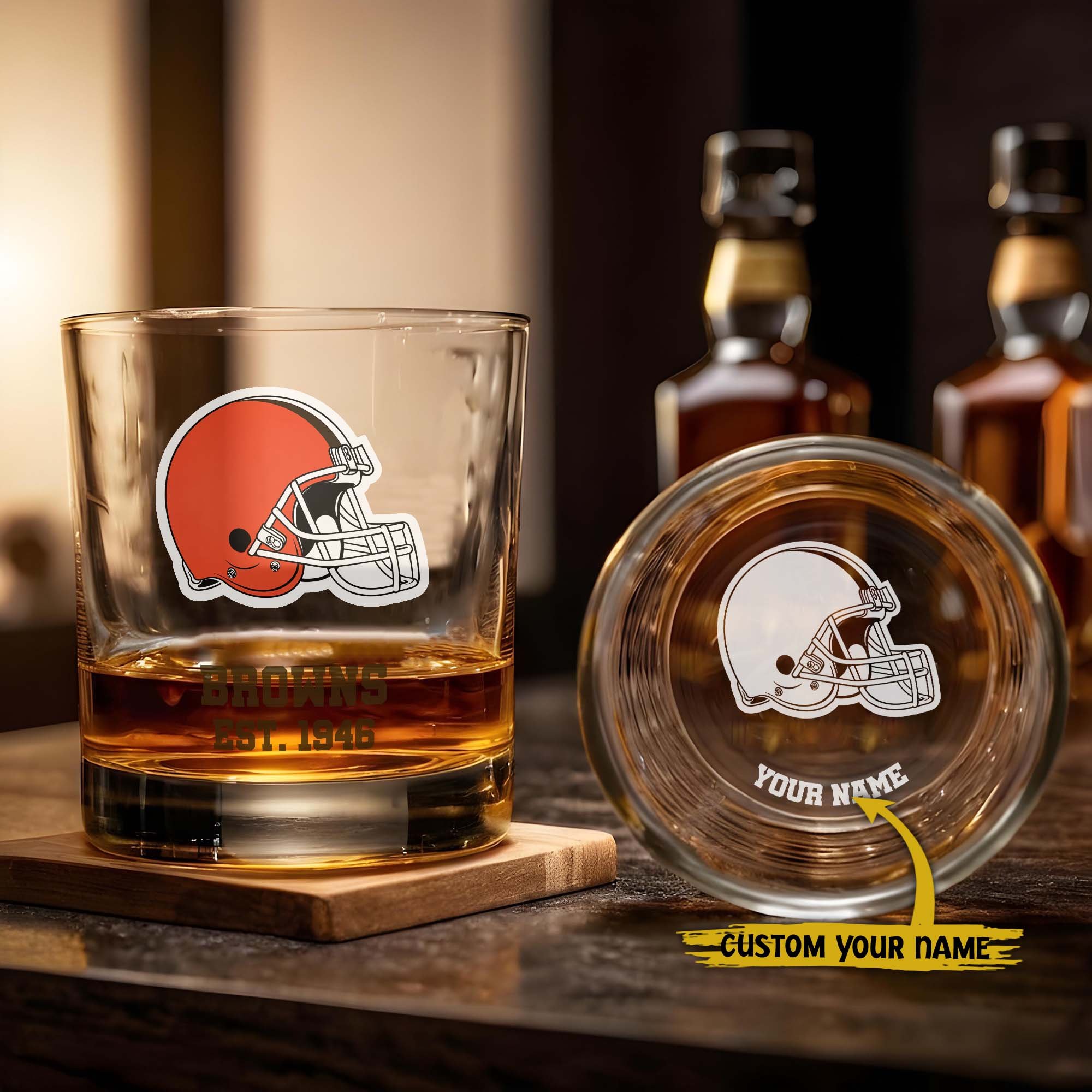 Cleveland Browns Engraved Whiskey Glass Custom Your Name, Groomsman 11oz Whiskey Glass, Football Gift, Gifts for Dad EHIVM-03271493