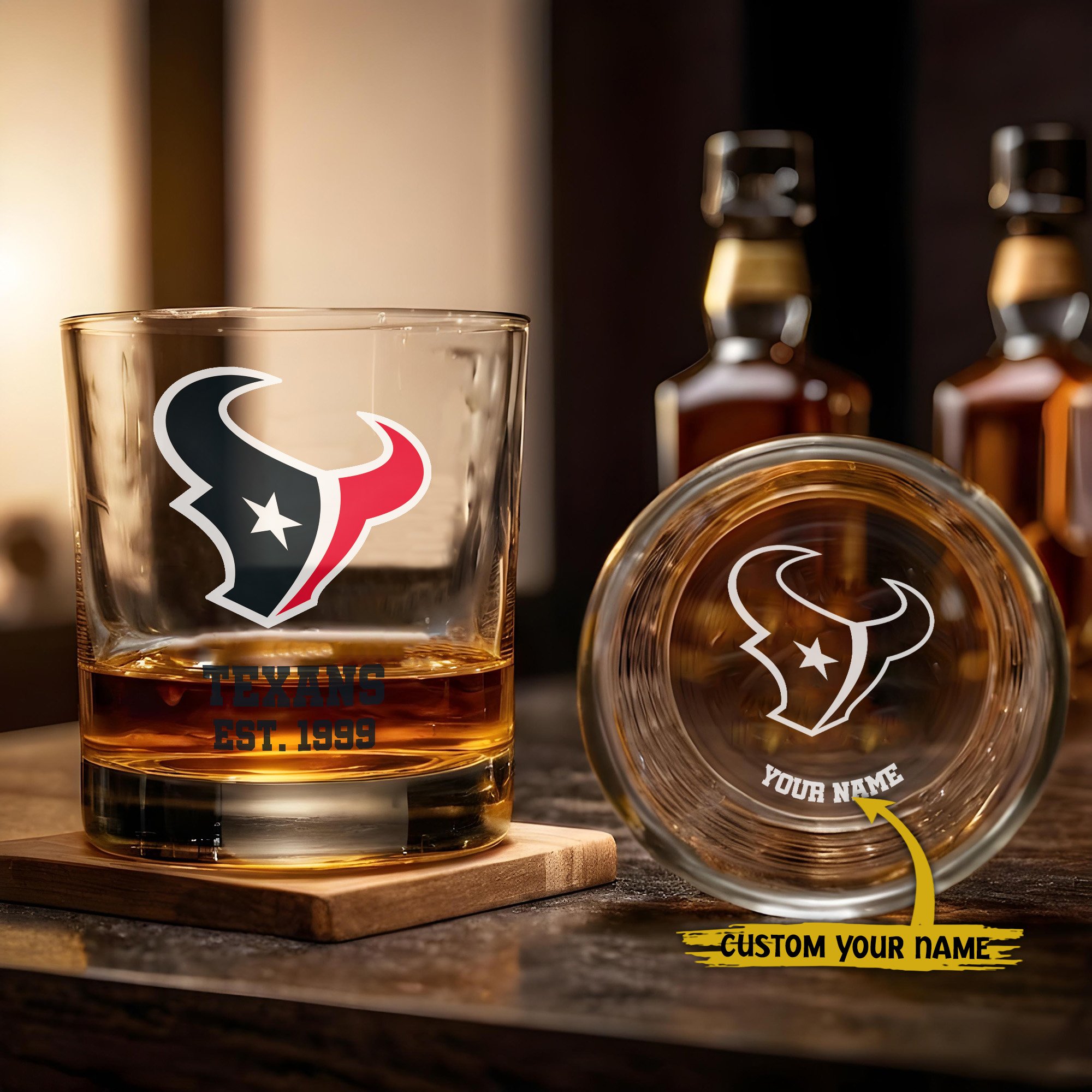 Houston Texans Engraved Whiskey Glass Custom Your Name, Groomsman 11oz Whiskey Glass, Football Gift, Gifts for Dad EHIVM-03271493