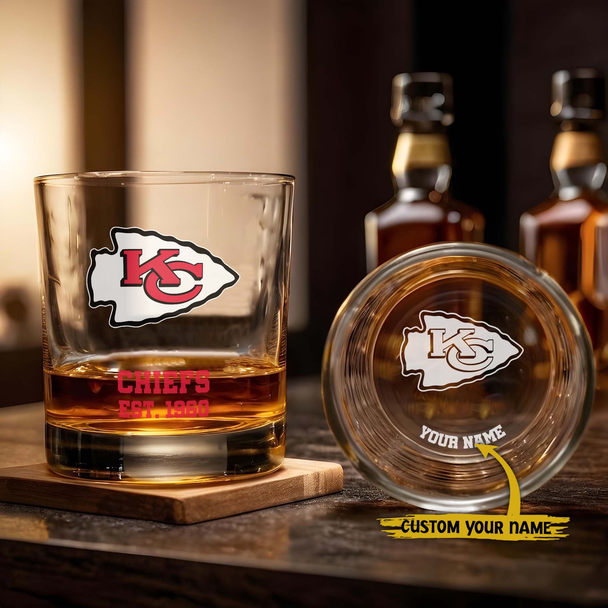 Kansas City Chiefs Engraved Whiskey Glass Custom Your Name, Groomsman 11oz Whiskey Glass, Football Gift, Gifts for Dad EHIVM-03271493