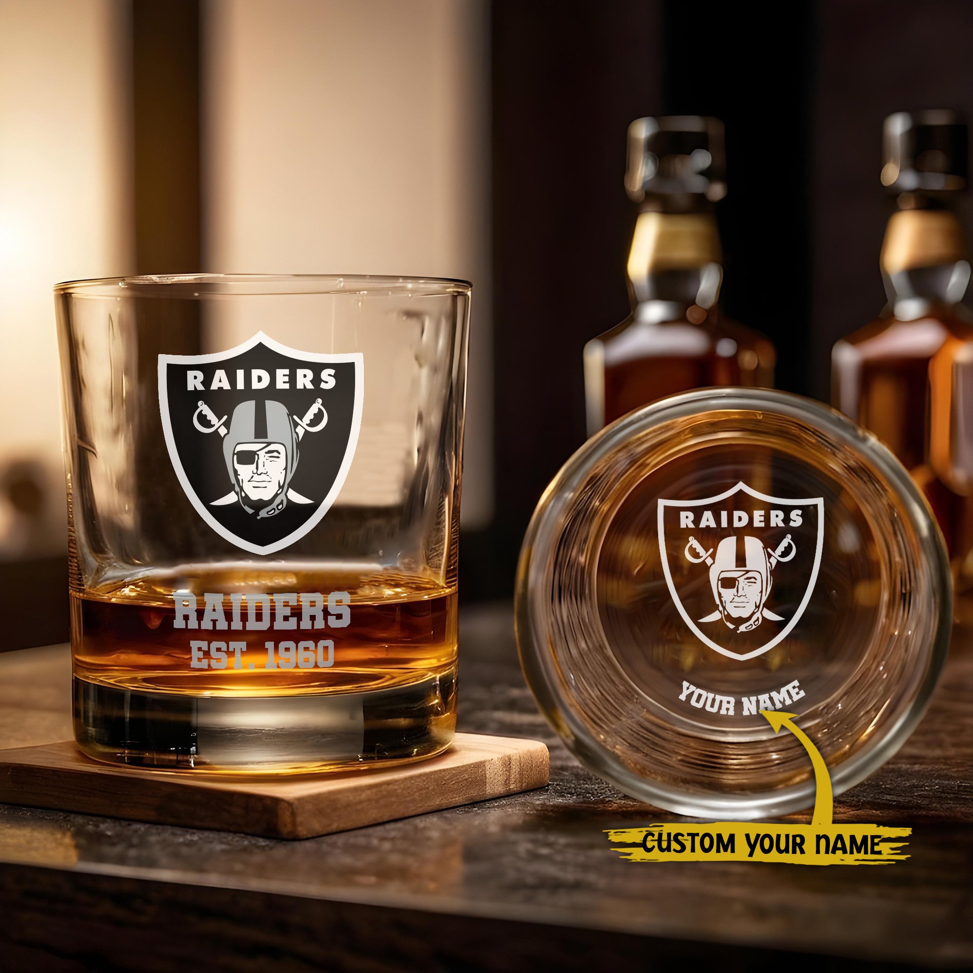 Las Vegas Raiders Engraved Whiskey Glass Custom Your Name, Groomsman 11oz Whiskey Glass, Football Gift, Gifts for Dad EHIVM-03271493