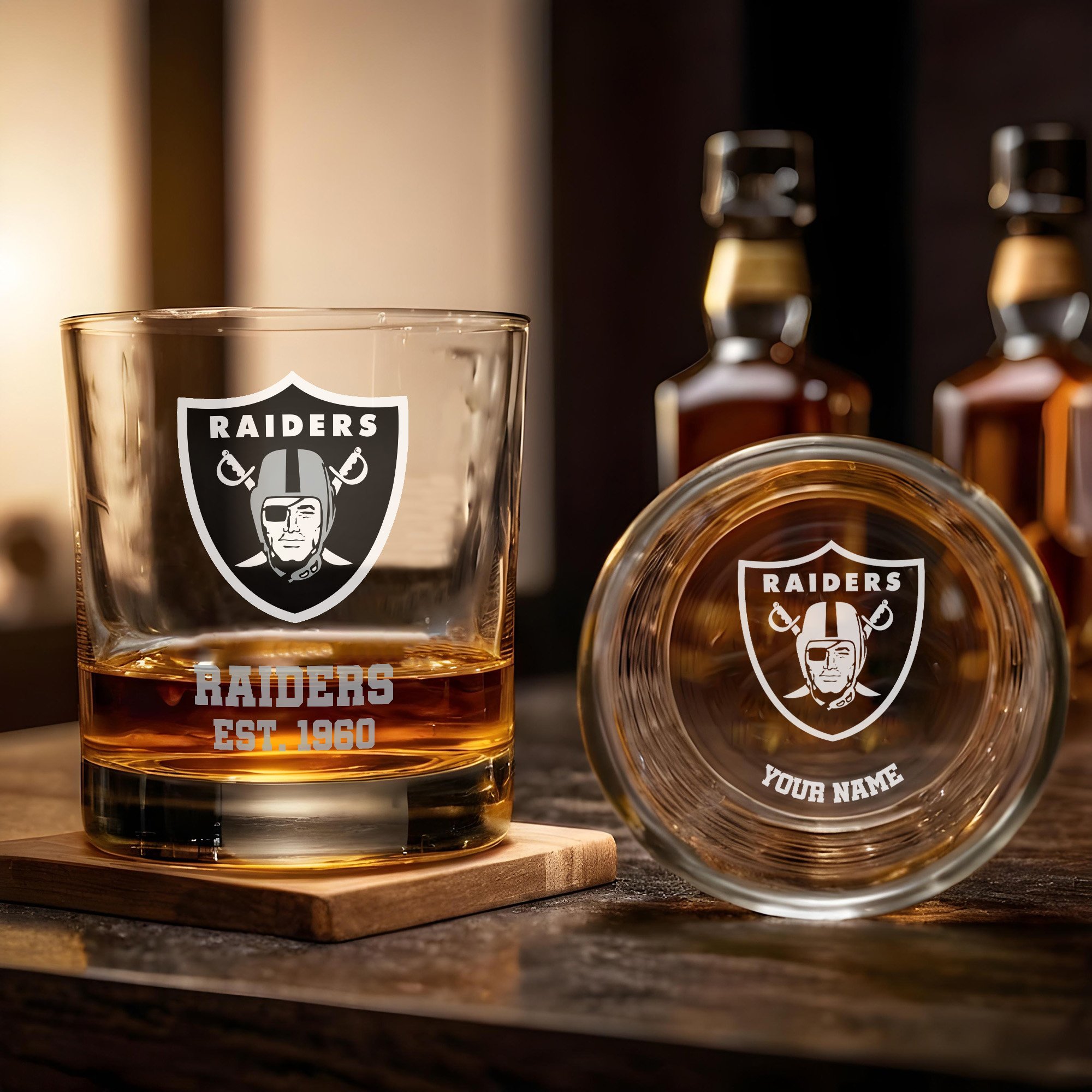 Alternative view of Las Vegas Raiders Engraved Whiskey Glass Custom Your Name, Groomsman 11oz Whiskey Glass, Football Gift, Gifts for Dad EHIVM-03271493