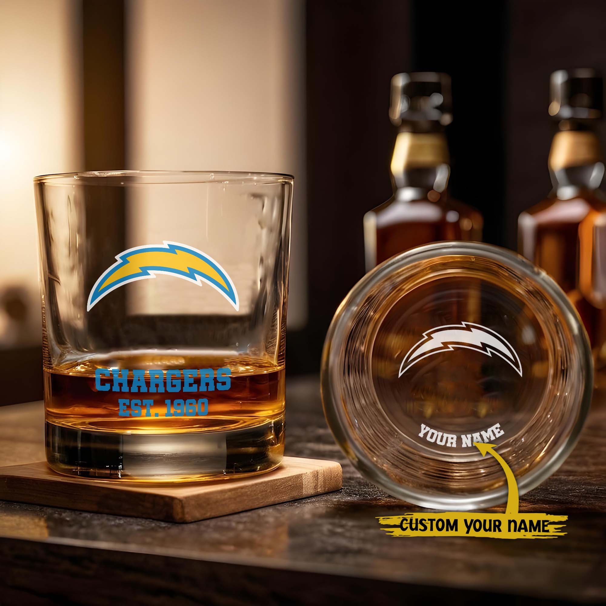 Los Angeles Chargers Engraved Whiskey Glass Custom Your Name, Groomsman 11oz Whiskey Glass, Football Gift, Gifts for Dad EHIVM-03271493