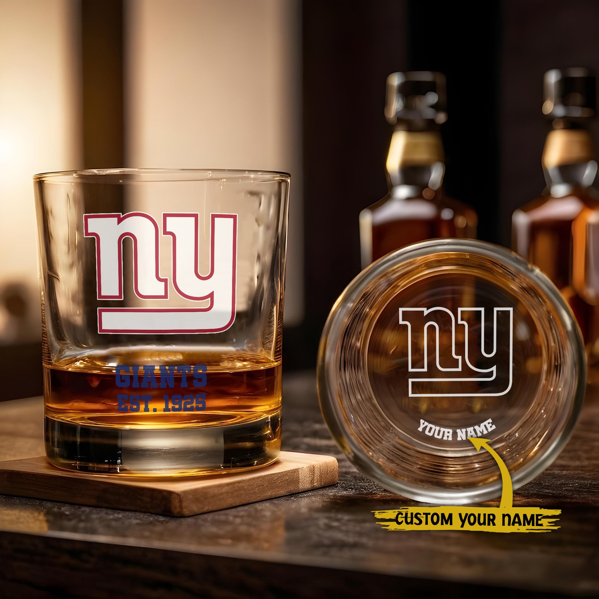 New York Giants Engraved Whiskey Glass Custom Your Name, Groomsman 11oz Whiskey Glass, Football Gift, Gifts for Dad EHIVM-03271493