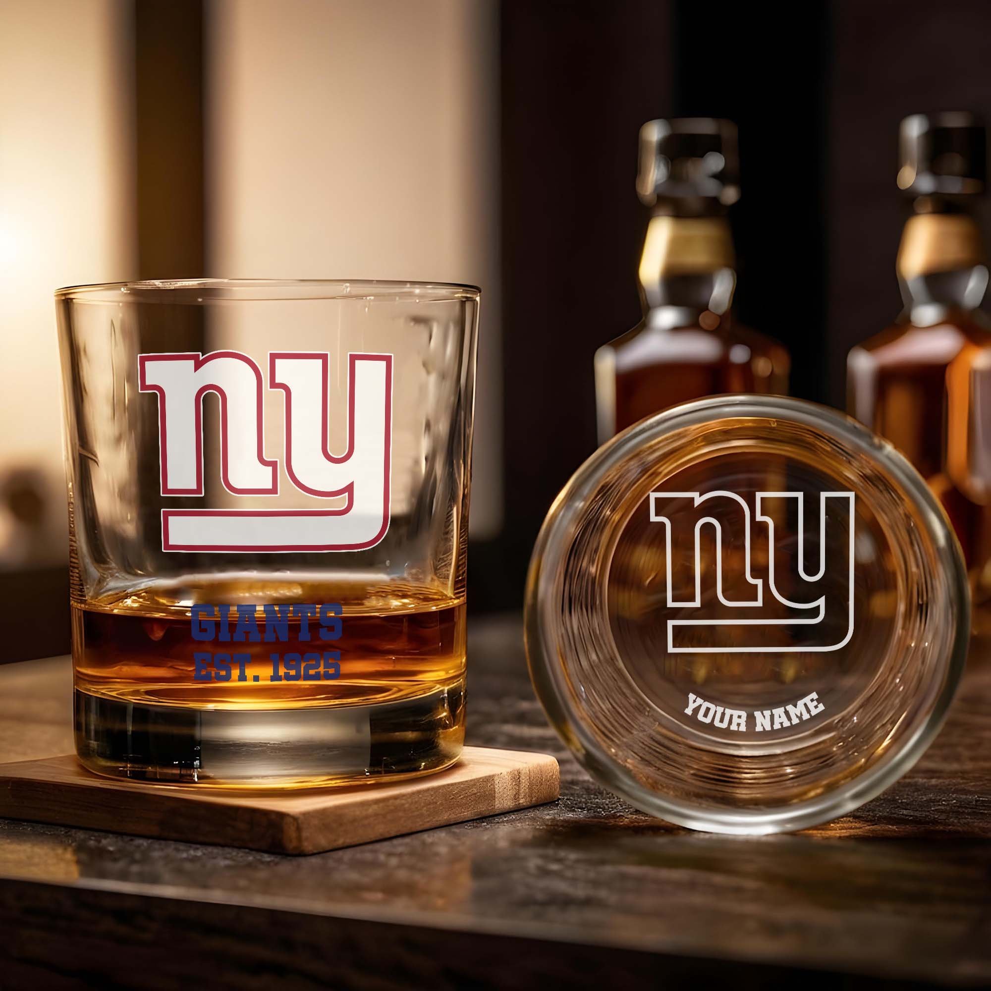 Alternative view of New York Giants Engraved Whiskey Glass Custom Your Name, Groomsman 11oz Whiskey Glass, Football Gift, Gifts for Dad EHIVM-03271493