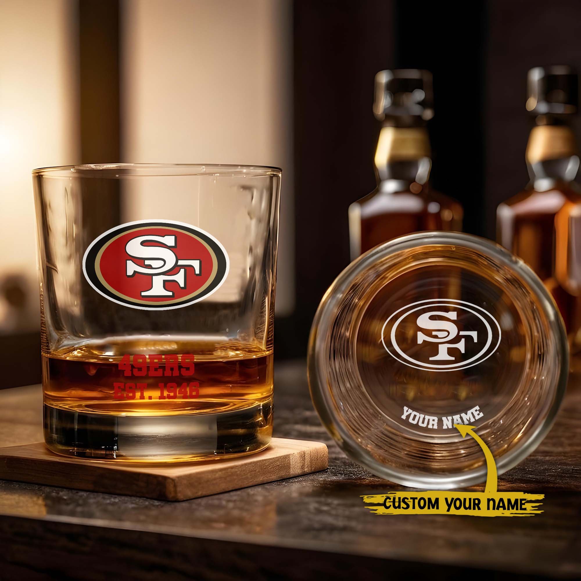 San Francisco 49ers Engraved Whiskey Glass Custom Your Name, Groomsman 11oz Whiskey Glass, Football Gift, Gifts for Dad EHIVM-03271493