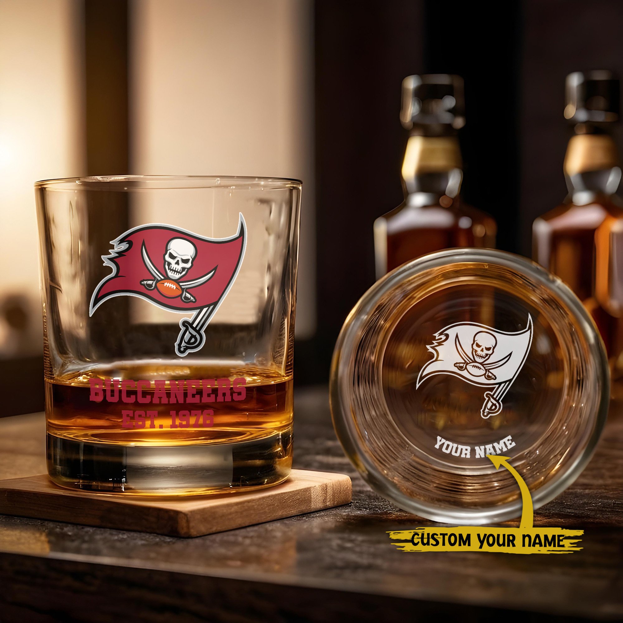 Tampa Bay Buccaneers Engraved Whiskey Glass Custom Your Name, Groomsman 11oz Whiskey Glass, Football Gift, Gifts for Dad EHIVM-03271493