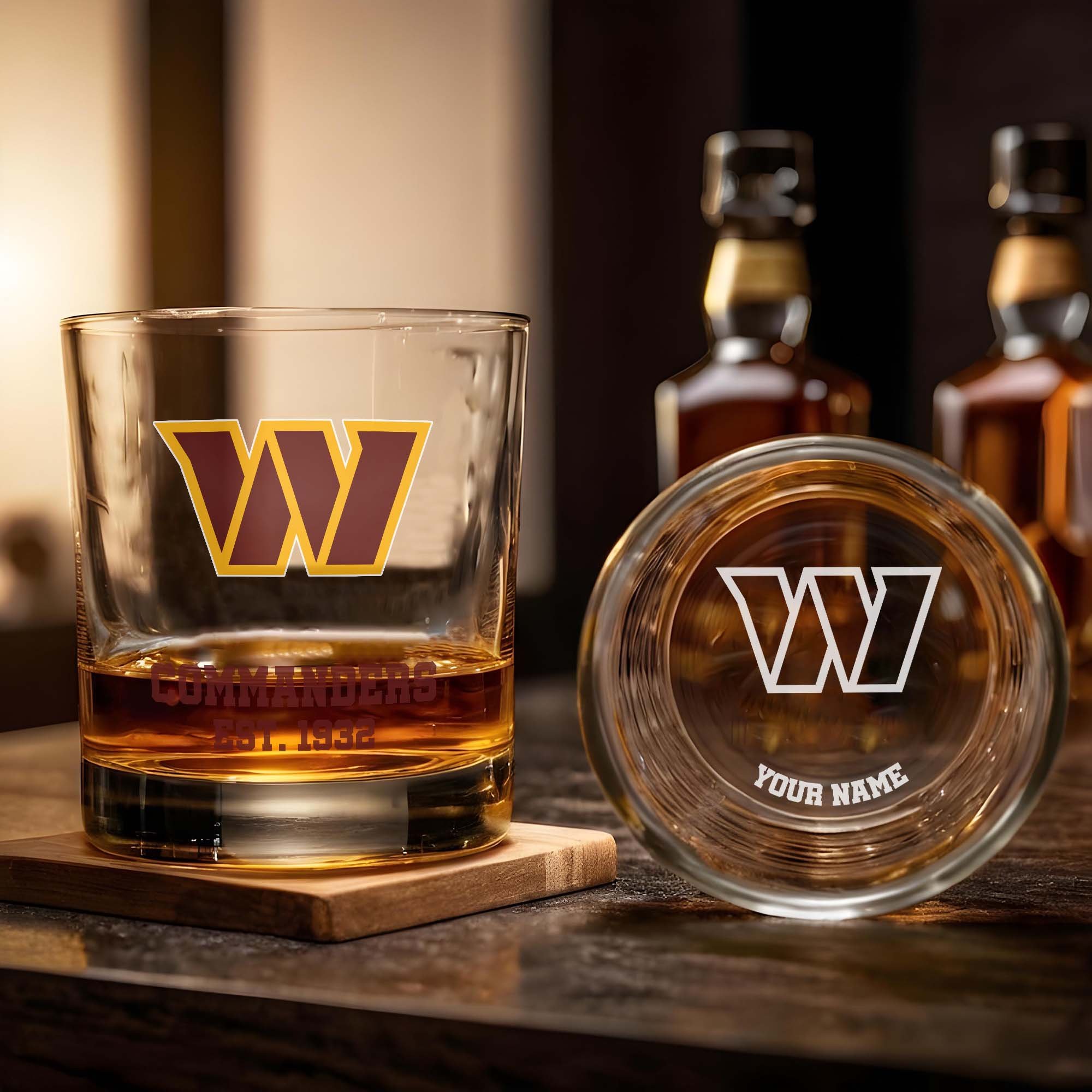 Alternative view of Washington Commanders Engraved Whiskey Glass Custom Your Name, Groomsman 11oz Whiskey Glass, Football Gift, Gifts for Dad EHIVM-03271493