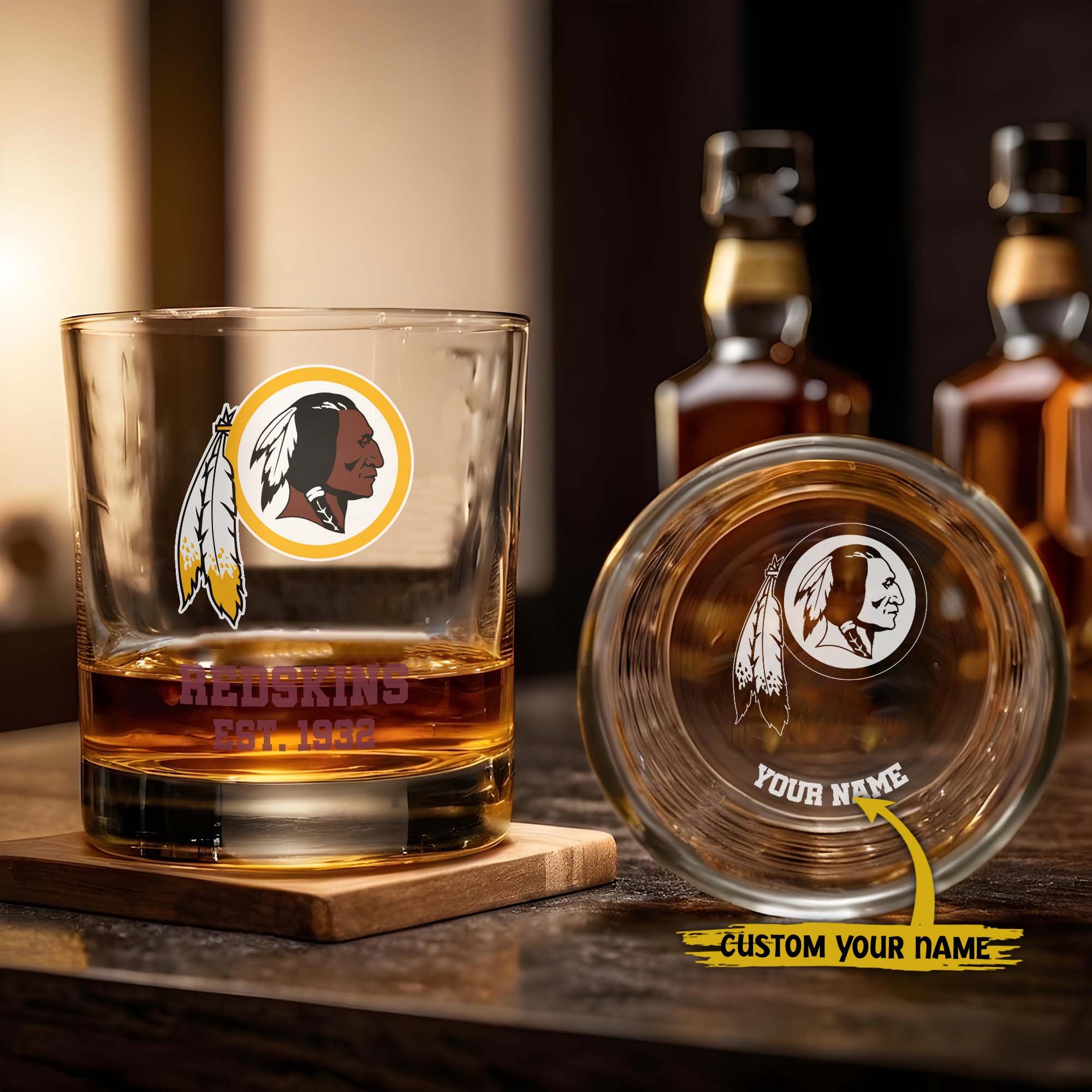 Washington Redskins Engraved Whiskey Glass Custom Your Name, Groomsman 11oz Whiskey Glass, Football Gift, Gifts for Dad EHIVM-03271493