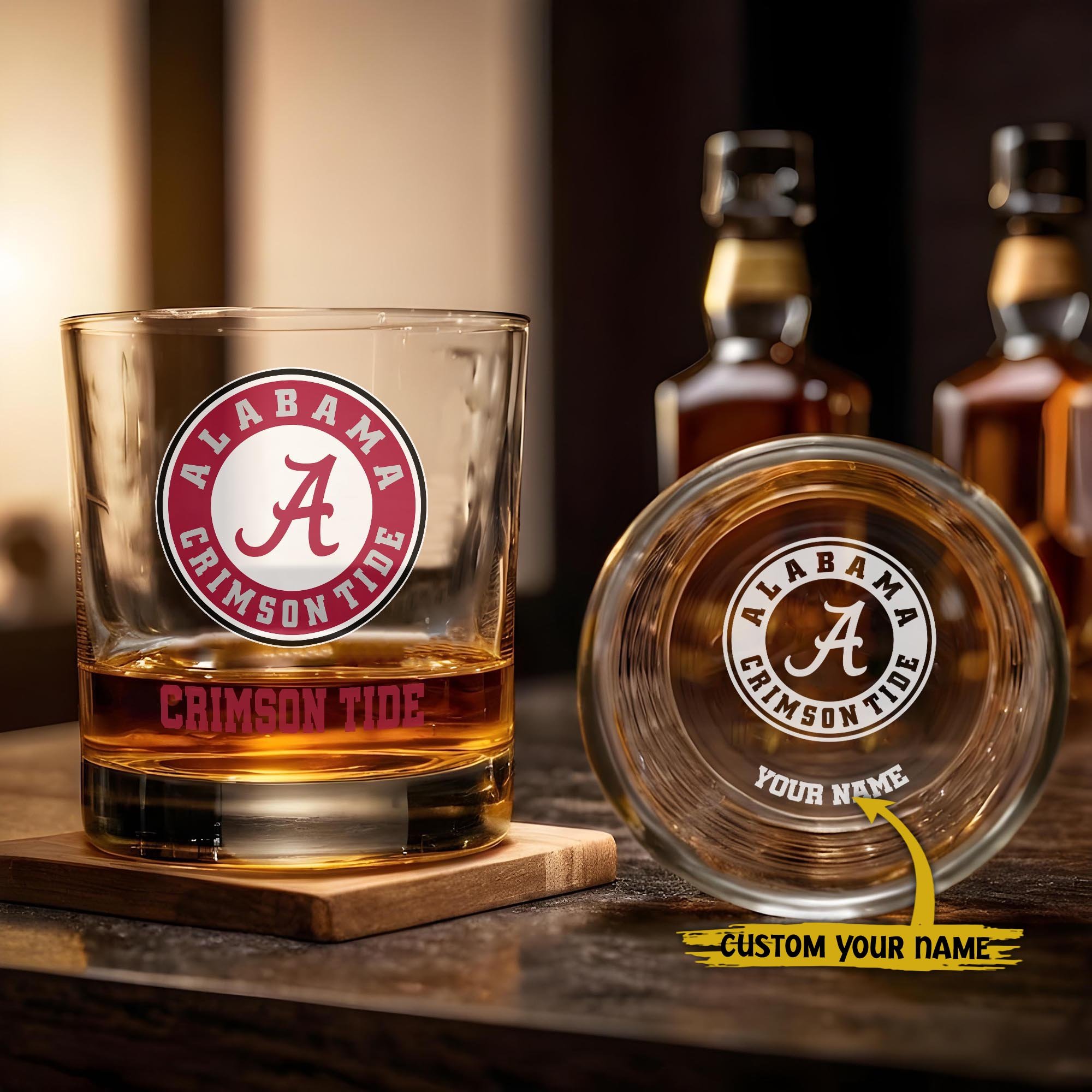 Alabama Crimson Tide Engraved Whiskey Glass Custom Your Name, Groomsman 11oz Whiskey Glass, Football Gift, Gifts for Dad EHIVM-03271494