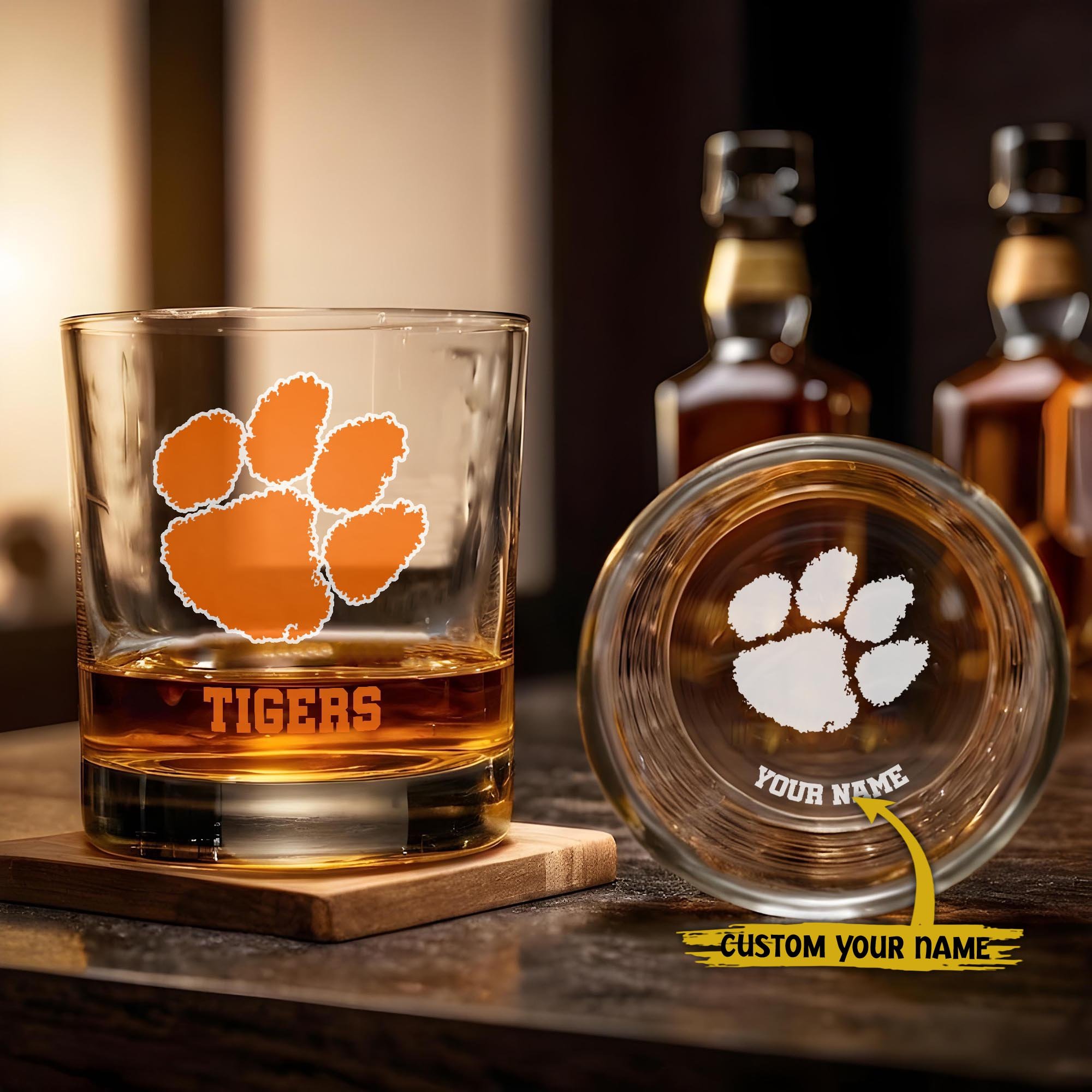 Clemson Tigers Engraved Whiskey Glass Custom Your Name, Groomsman 11oz Whiskey Glass, Football Gift, Gifts for Dad EHIVM-03271494