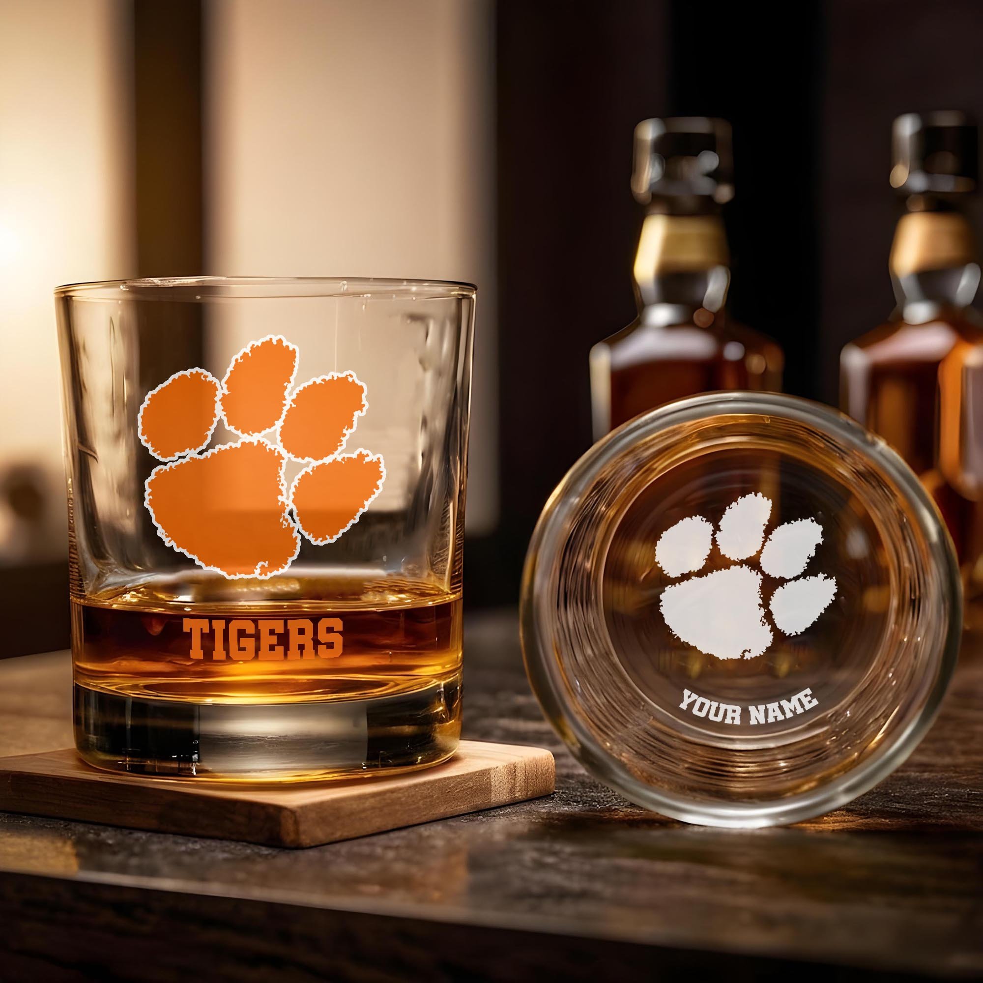 Alternative view of Clemson Tigers Engraved Whiskey Glass Custom Your Name, Groomsman 11oz Whiskey Glass, Football Gift, Gifts for Dad EHIVM-03271494