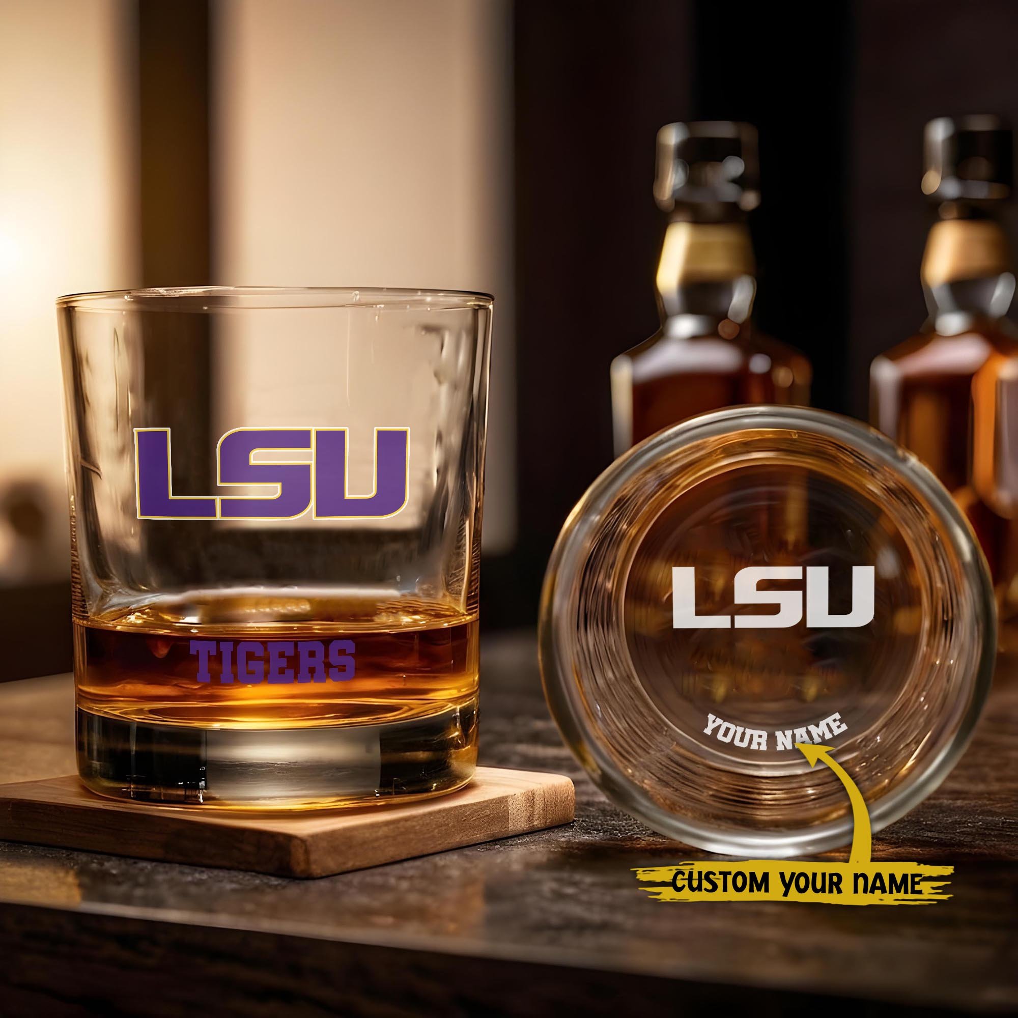 LSU TIGERS Engraved Whiskey Glass Custom Your Name, Groomsman 11oz Whiskey Glass, Football Gift, Gifts for Dad EHIVM-03271494