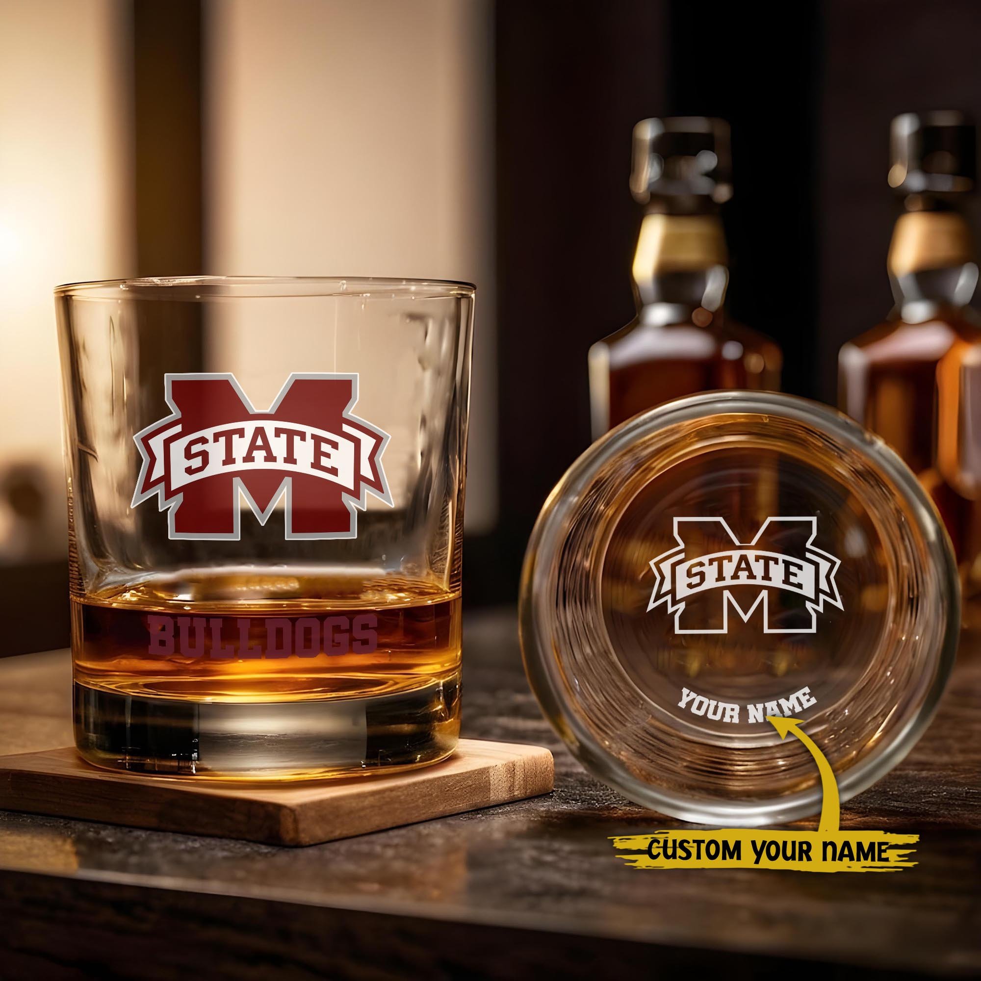 Mississippi State Bulldogs Engraved Whiskey Glass Custom Your Name, Groomsman 11oz Whiskey Glass, Football Gift, Gifts for Dad EHIVM-03271494