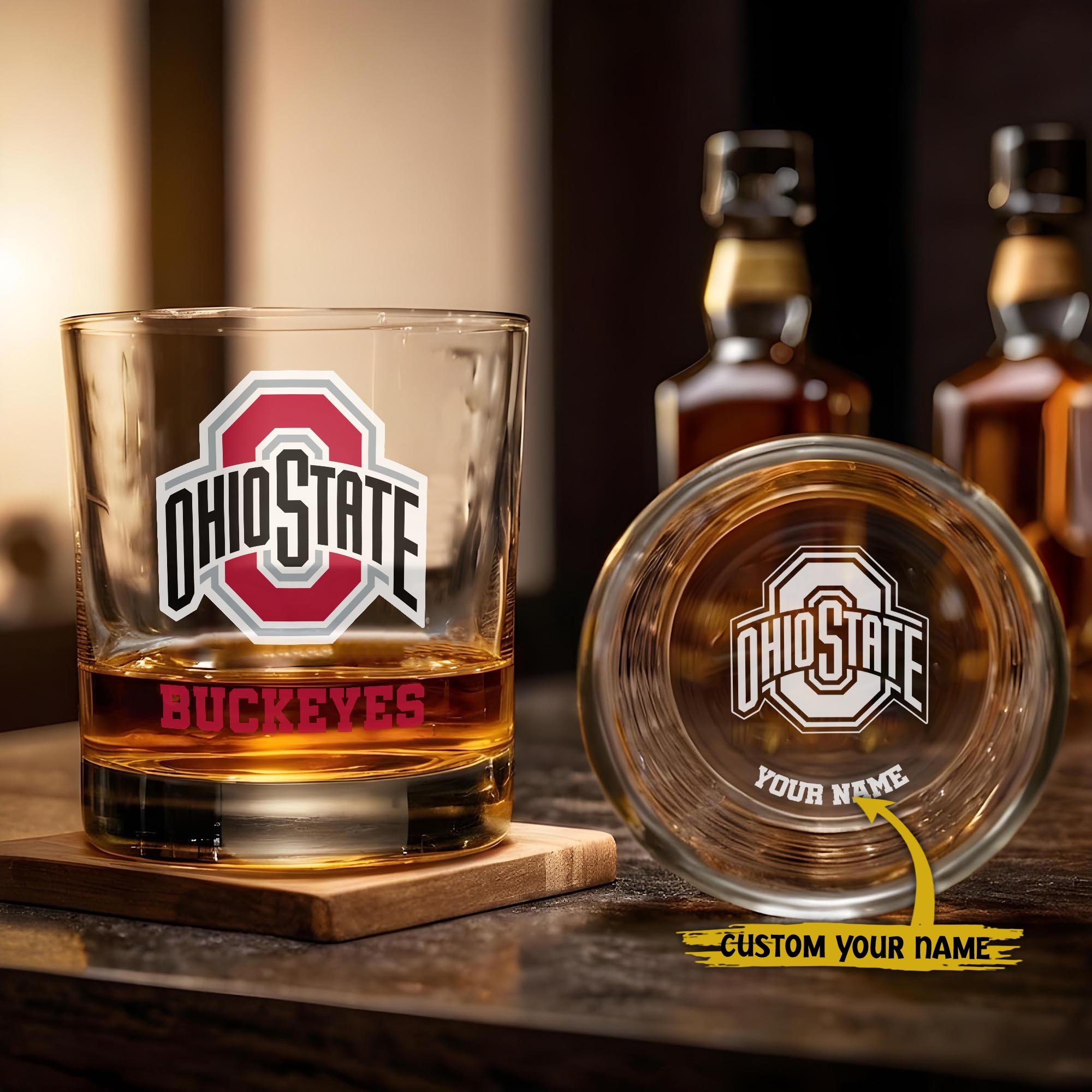Ohio State Buckeyes Engraved Whiskey Glass Custom Your Name, Groomsman 11oz Whiskey Glass, Football Gift, Gifts for Dad EHIVM-03271494