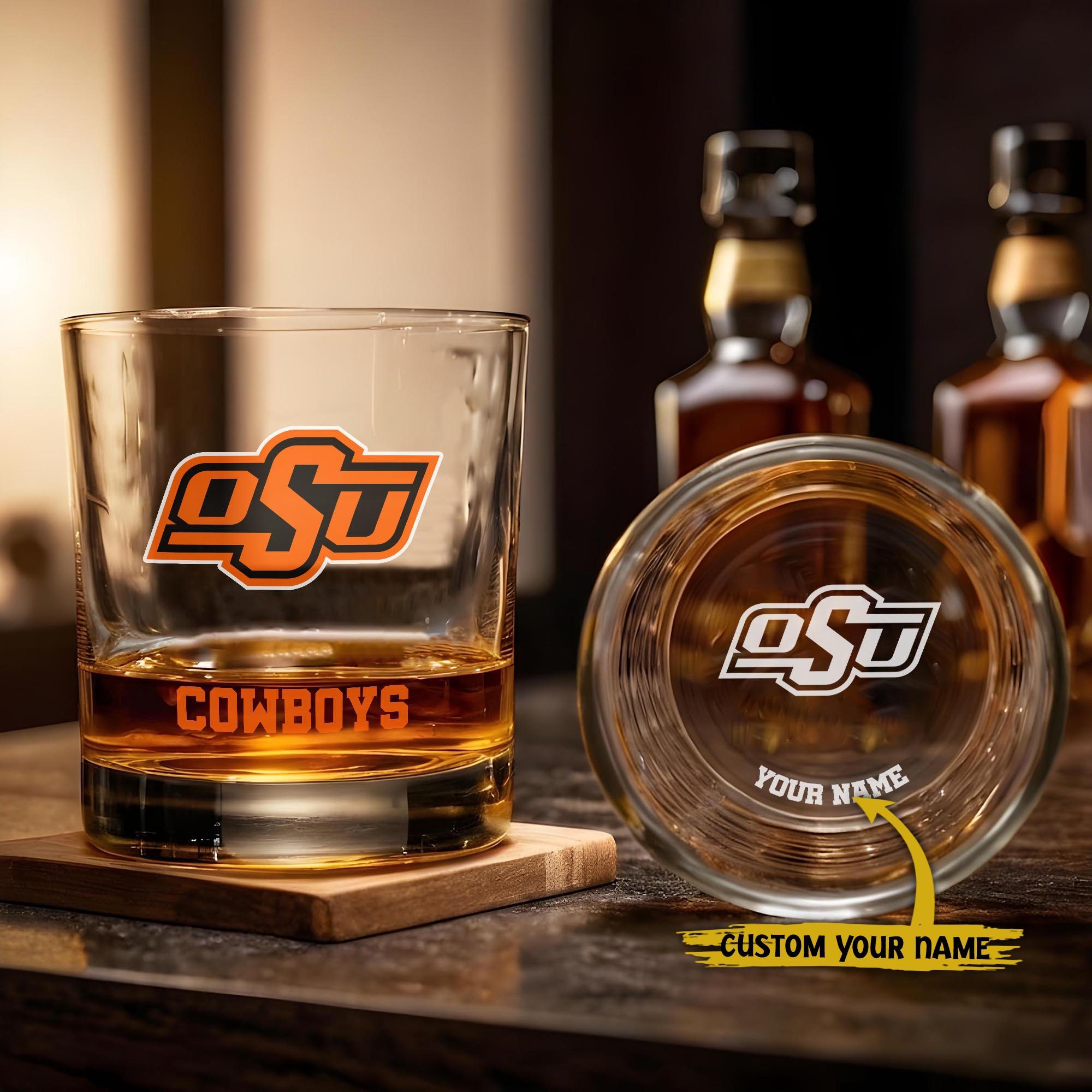 Oklahoma State Cowboys Engraved Whiskey Glass Custom Your Name, Groomsman 11oz Whiskey Glass, Football Gift, Gifts for Dad EHIVM-03271494