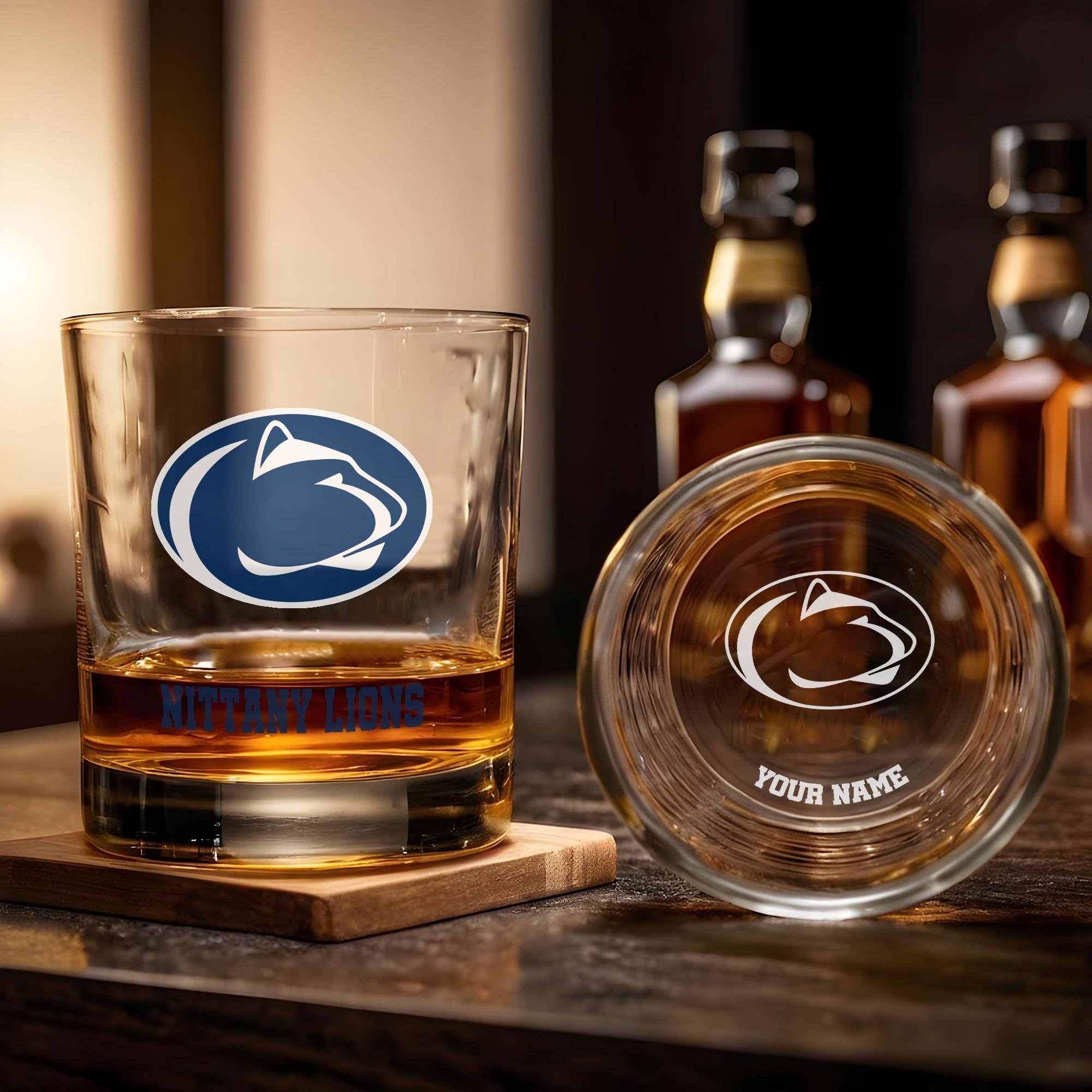 Alternative view of Penn State Nittany Lions Engraved Whiskey Glass Custom Your Name, Groomsman 11oz Whiskey Glass, Football Gift, Gifts for Dad EHIVM-03271494