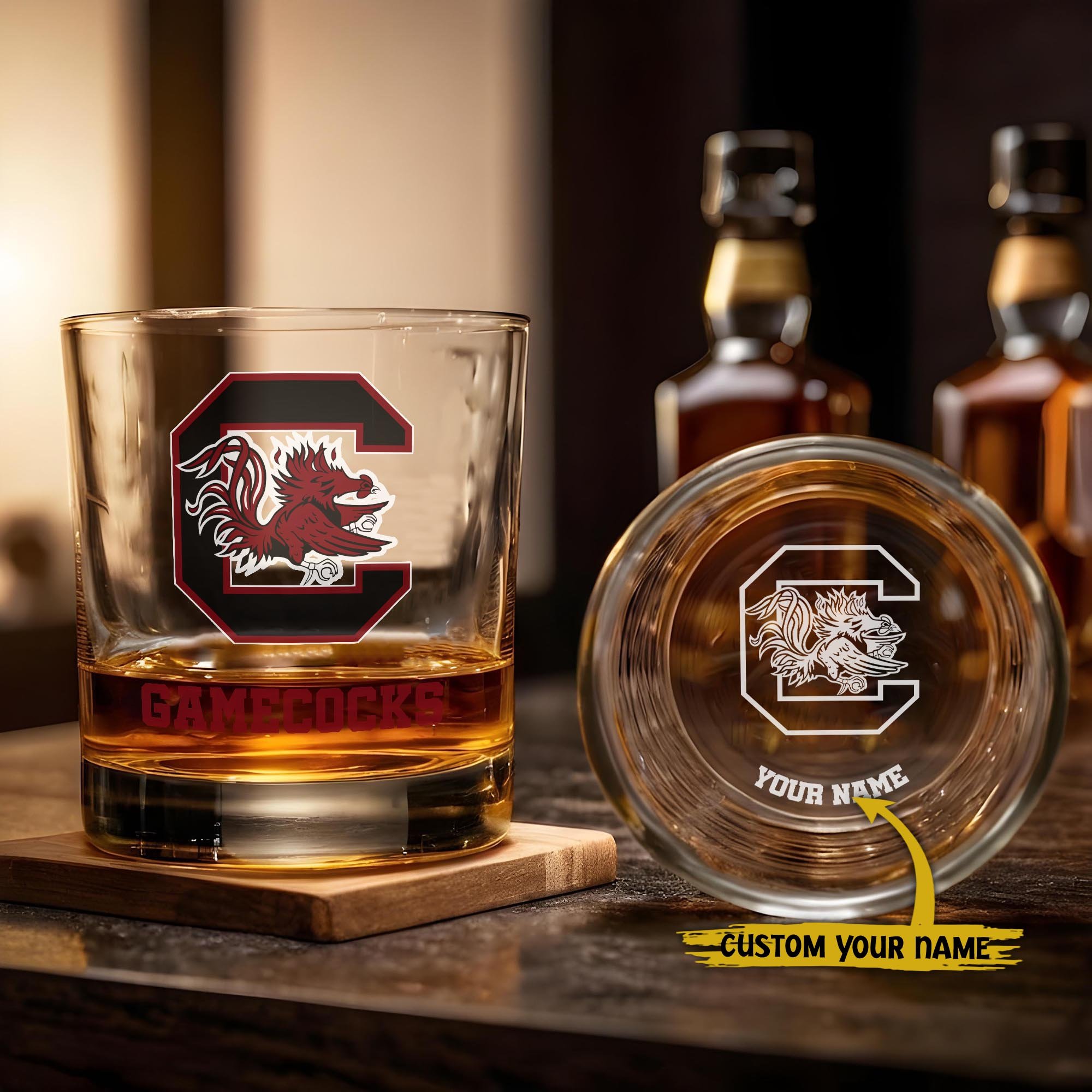 South Carolina Gamecocks Engraved Whiskey Glass Custom Your Name, Groomsman 11oz Whiskey Glass, Football Gift, Gifts for Dad EHIVM-03271494