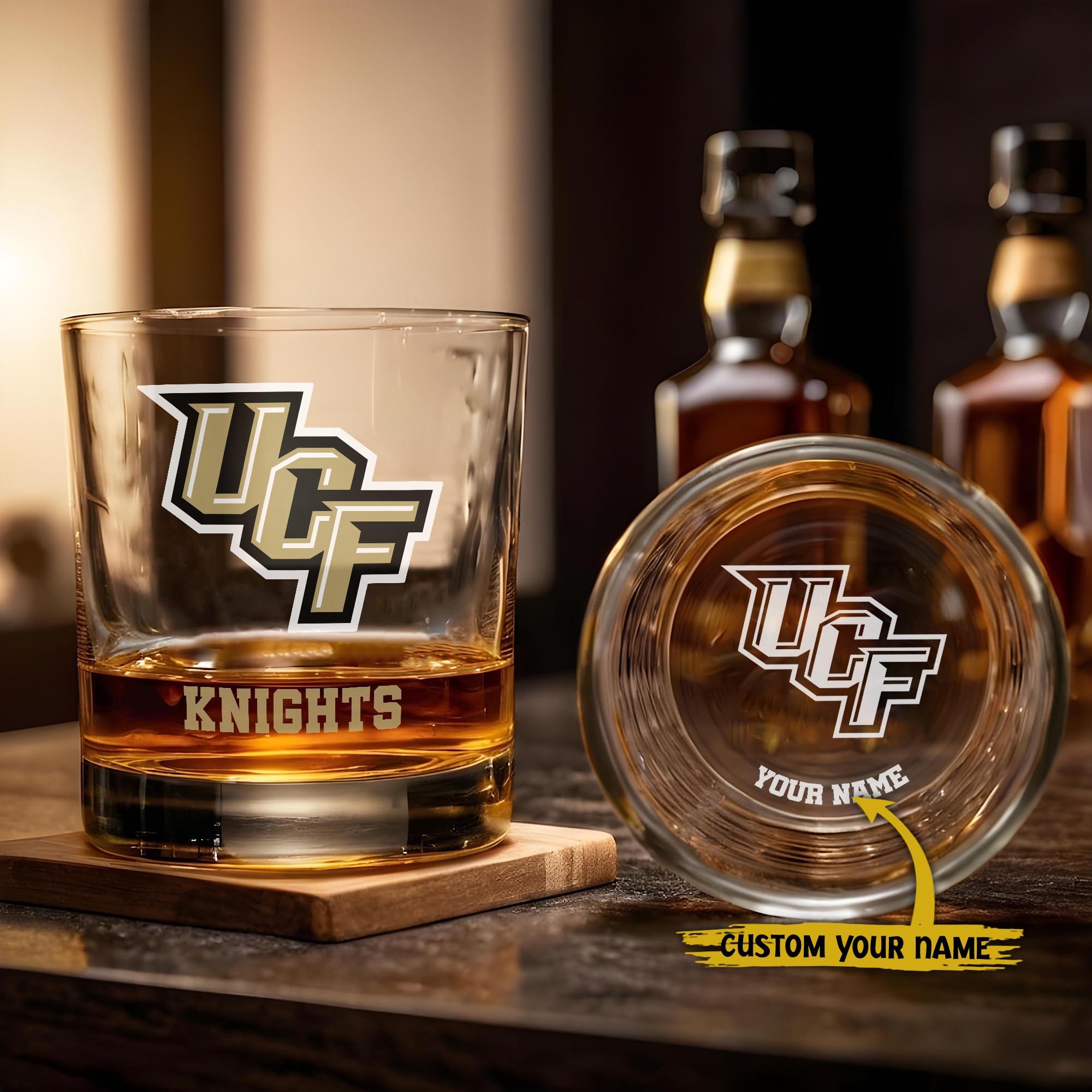 UCF Knights Engraved Whiskey Glass Custom Your Name, Groomsman 11oz Whiskey Glass, Football Gift, Gifts for Dad EHIVM-03271494