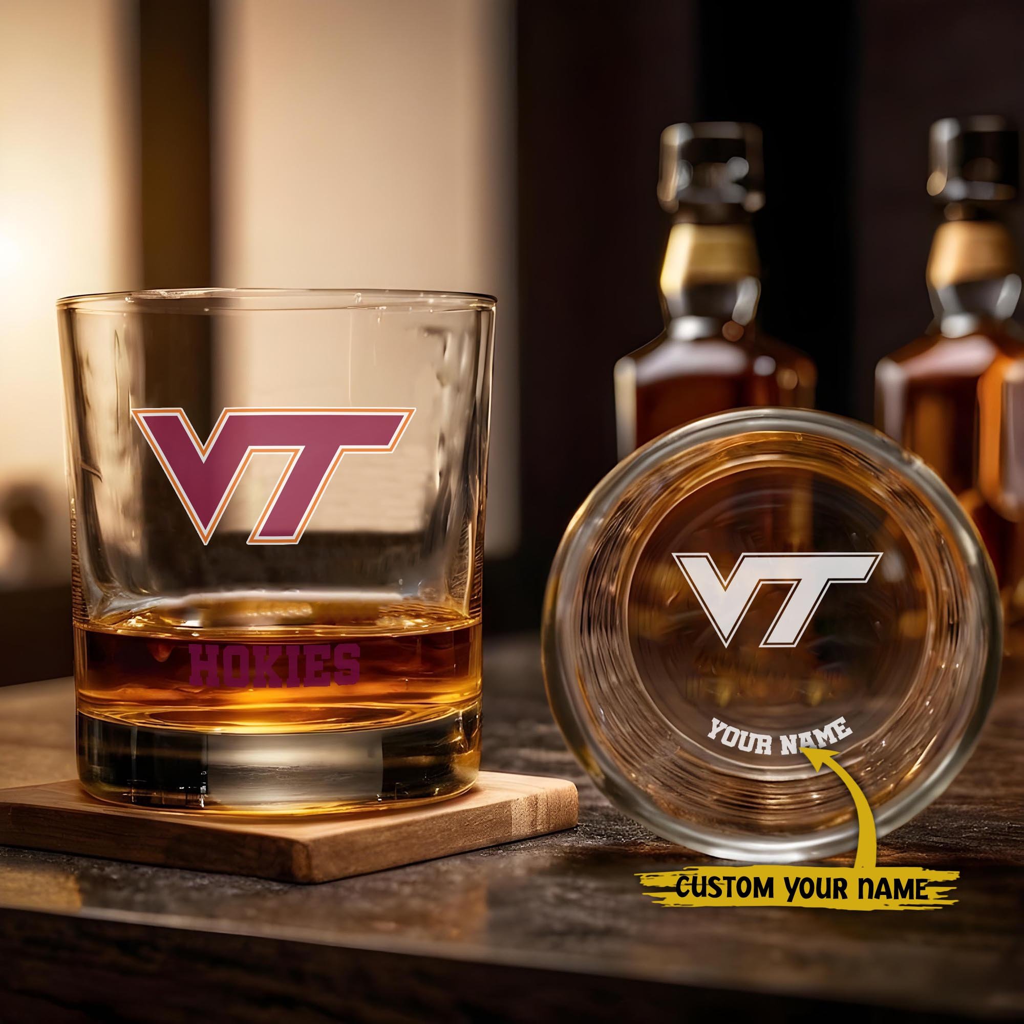 Virginia Tech Hokies Engraved Whiskey Glass Custom Your Name, Groomsman 11oz Whiskey Glass, Football Gift, Gifts for Dad EHIVM-03271494