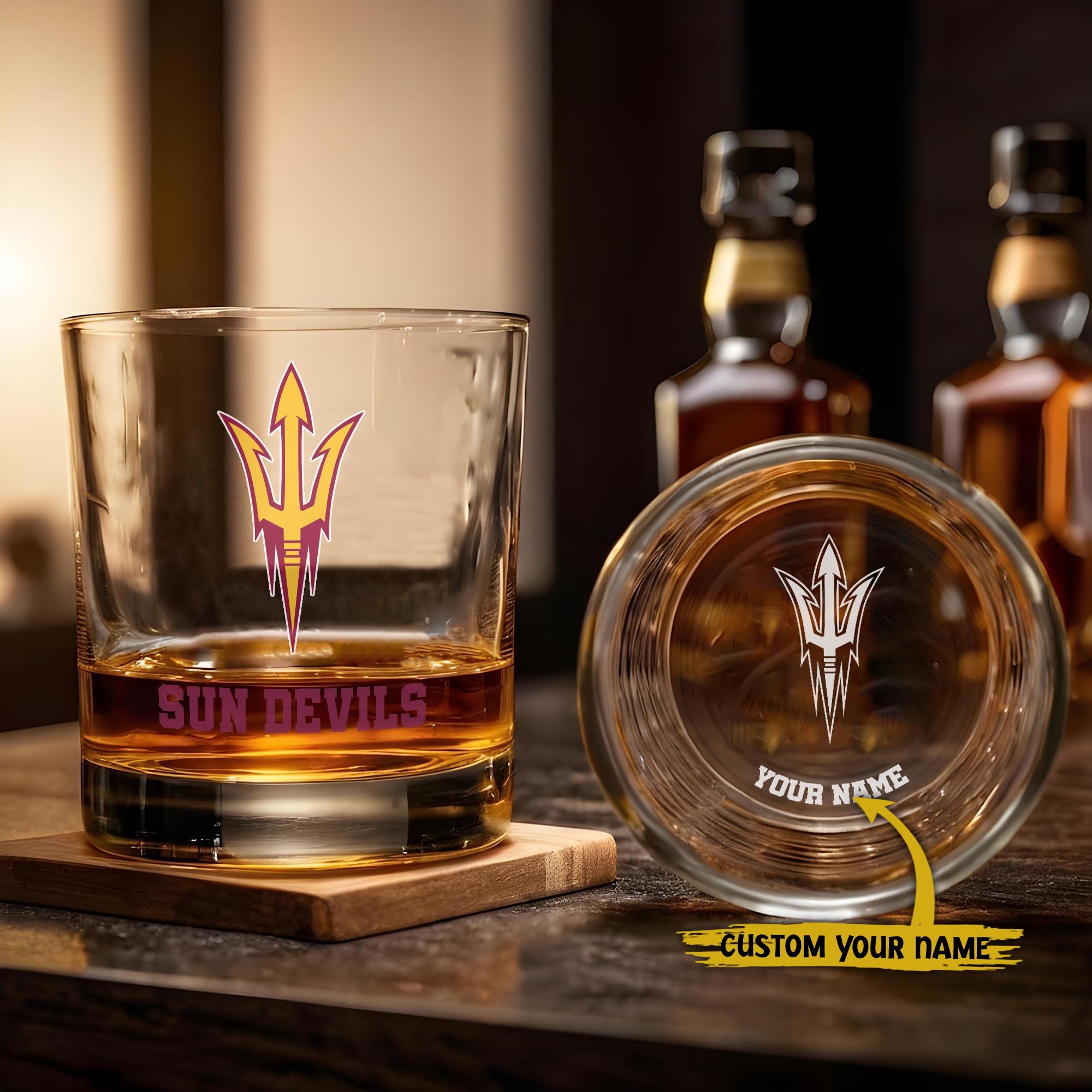 Arizona State Sun Devils Engraved Whiskey Glass Custom Your Name, Groomsman 11oz Whiskey Glass, Football Gift, Gifts for Dad EHIVM-03271494