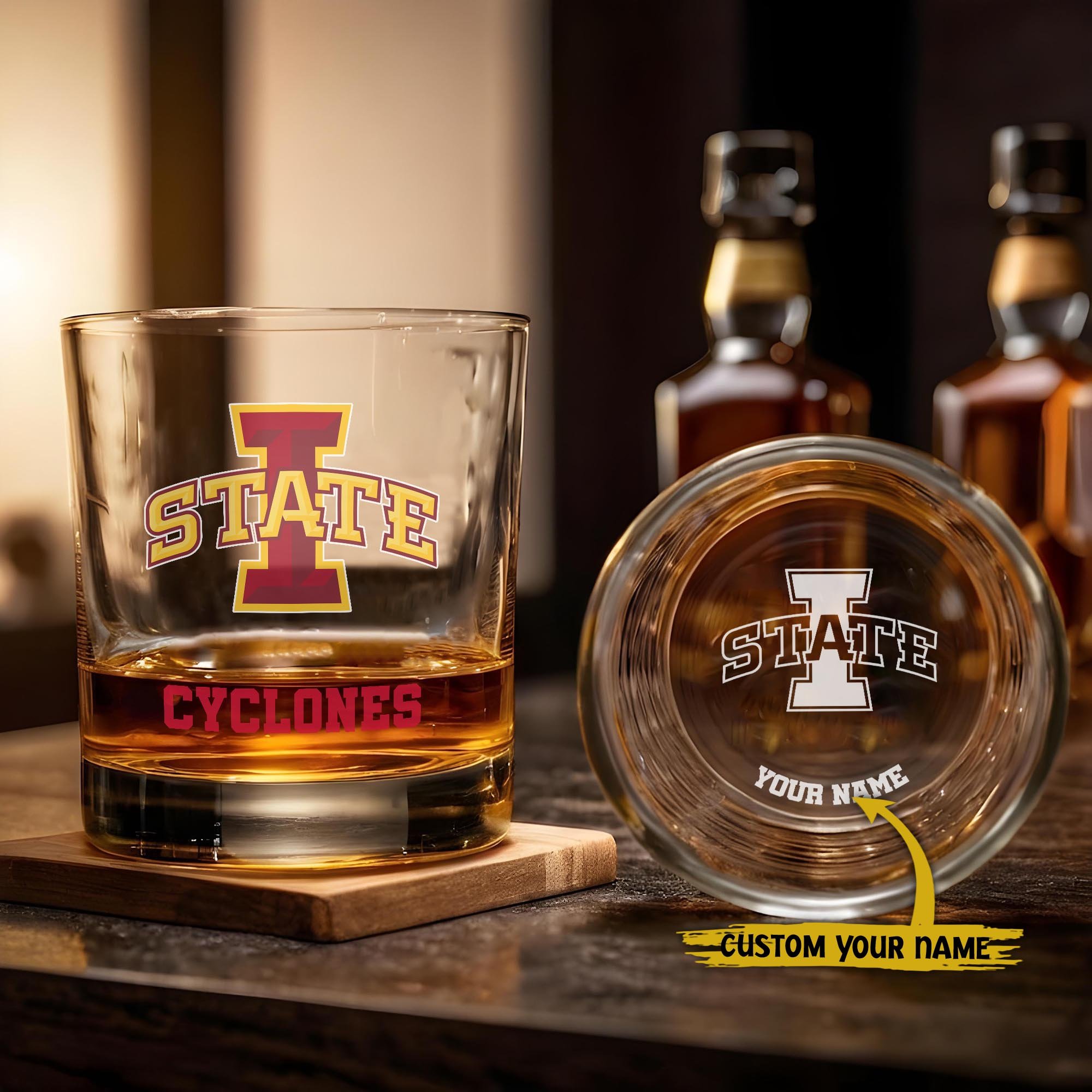 Iowa State Cyclones Engraved Whiskey Glass Custom Your Name, Groomsman 11oz Whiskey Glass, Football Gift, Gifts for Dad EHIVM-03271494