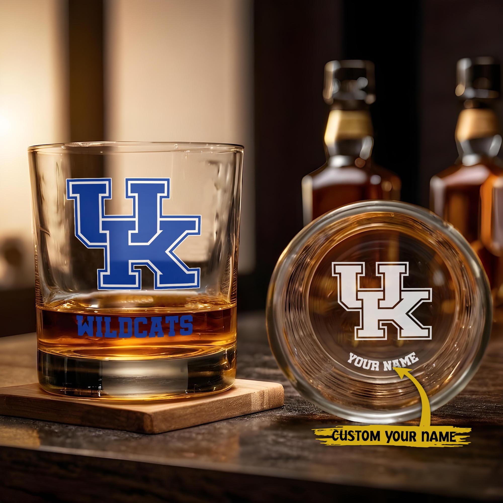Kentucky Wildcats Engraved Whiskey Glass Custom Your Name, Groomsman 11oz Whiskey Glass, Football Gift, Gifts for Dad EHIVM-03271494