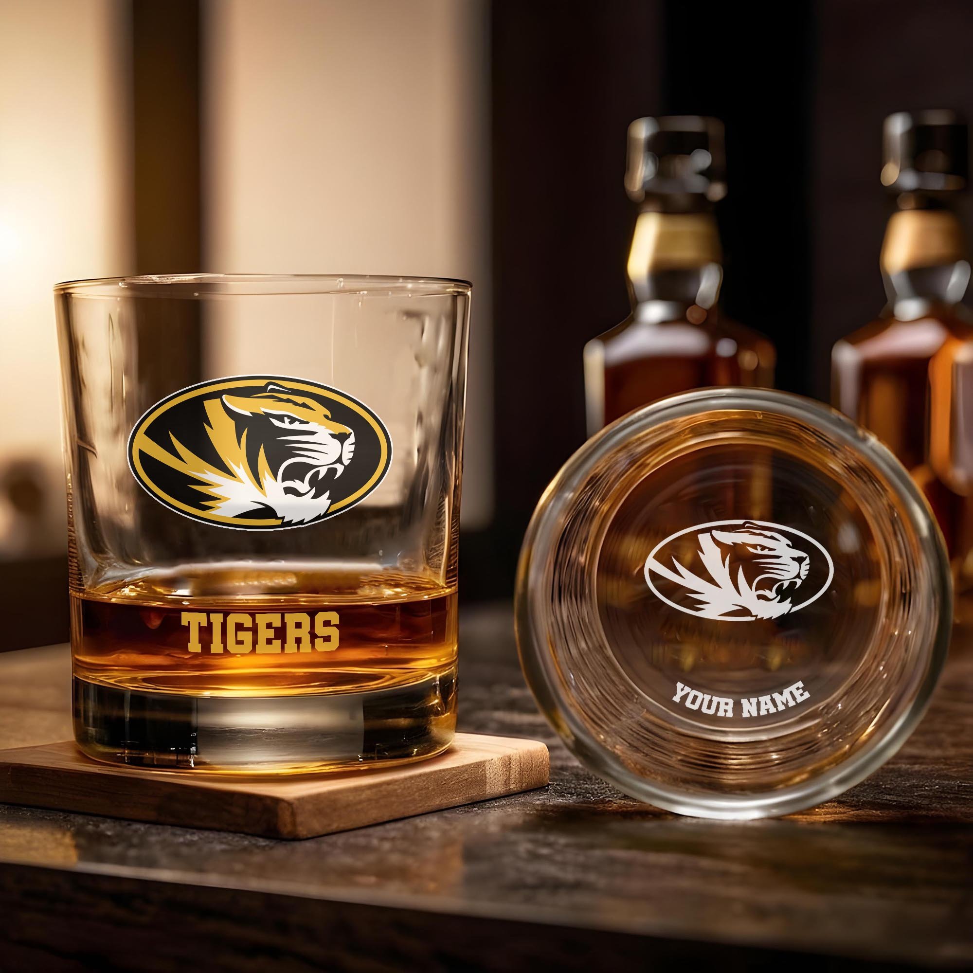 Alternative view of Missouri Tigers Engraved Whiskey Glass Custom Your Name, Groomsman 11oz Whiskey Glass, Football Gift, Gifts for Dad EHIVM-03271494