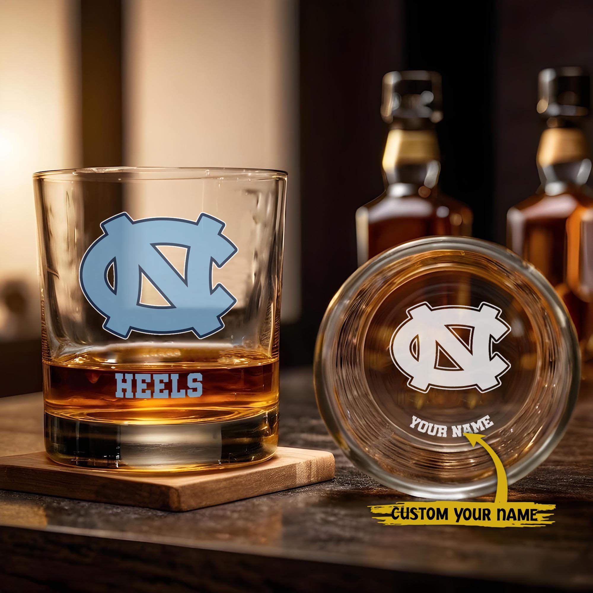 North Carolina Tar Heels Engraved Whiskey Glass Custom Your Name, Groomsman 11oz Whiskey Glass, Football Gift, Gifts for Dad EHIVM-03271494