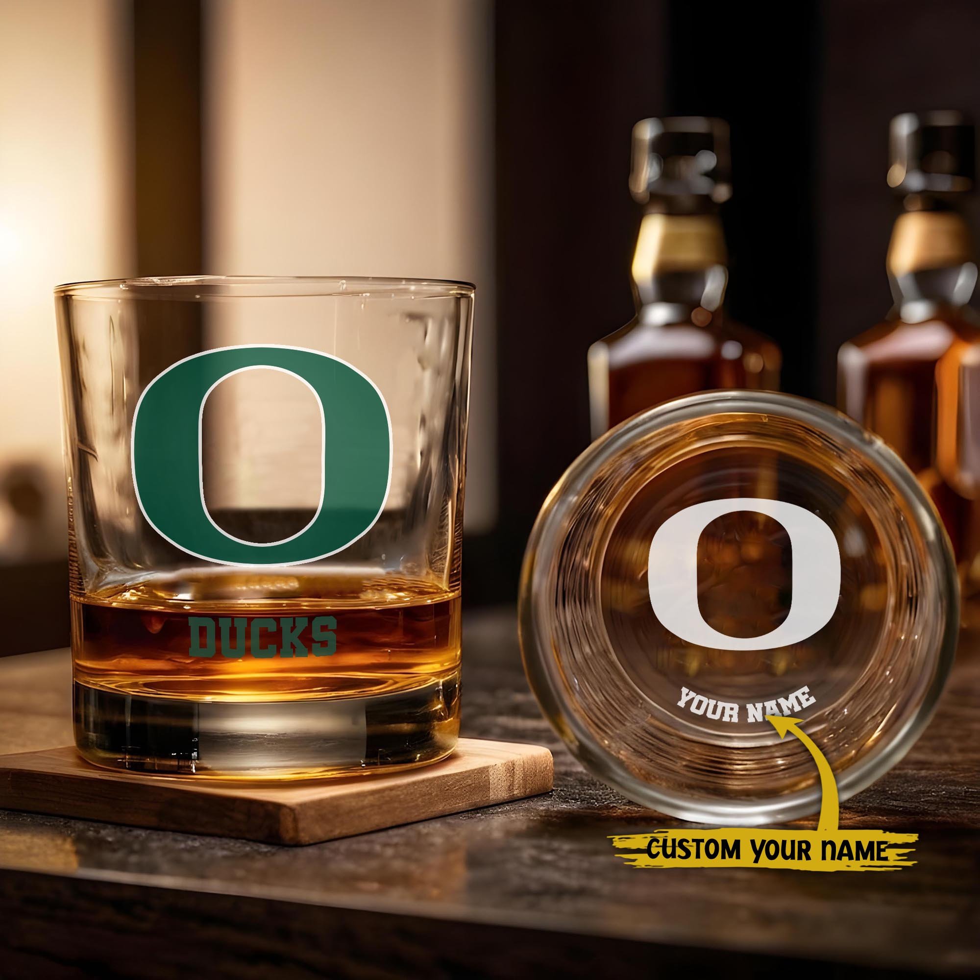 Oregon Ducks Engraved Whiskey Glass Custom Your Name, Groomsman 11oz Whiskey Glass, Football Gift, Gifts for Dad EHIVM-03271494