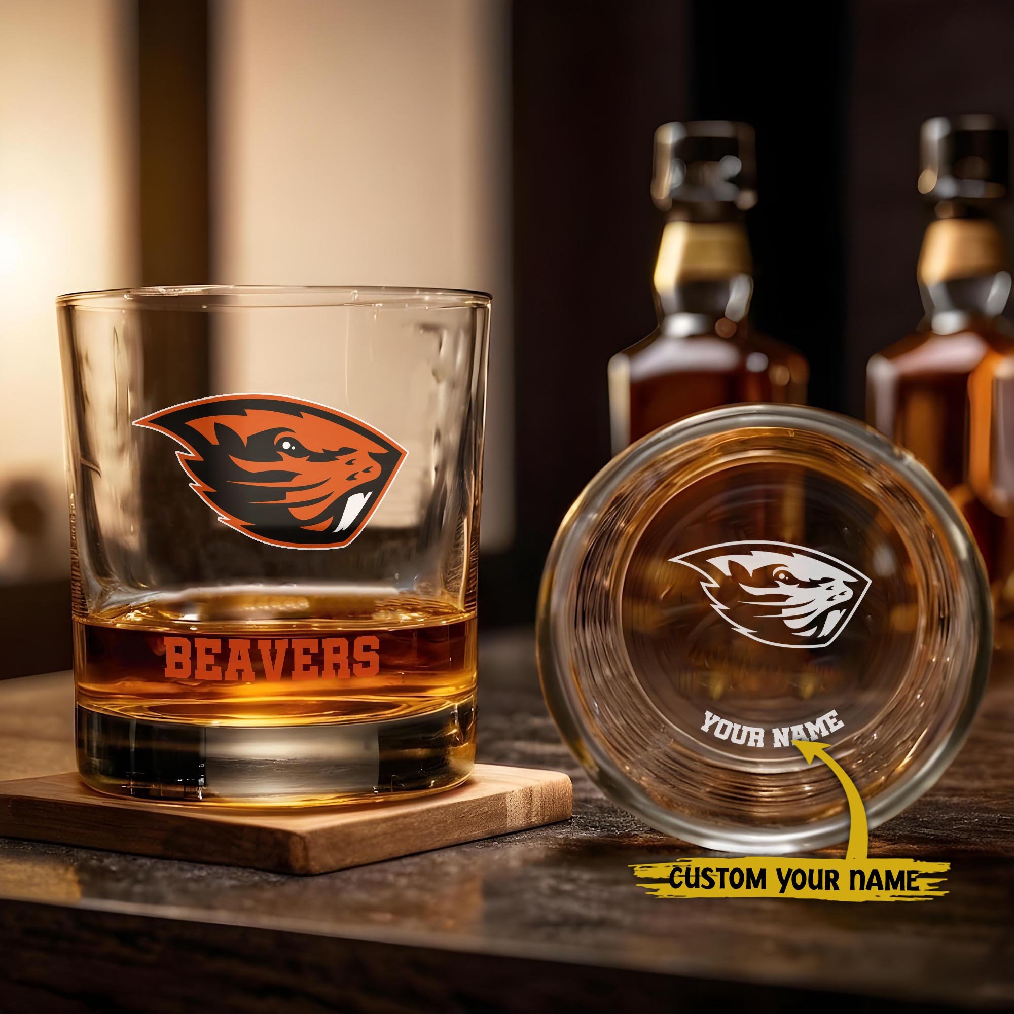 Oregon State Beavers Engraved Whiskey Glass Custom Your Name, Groomsman 11oz Whiskey Glass, Football Gift, Gifts for Dad EHIVM-03271494