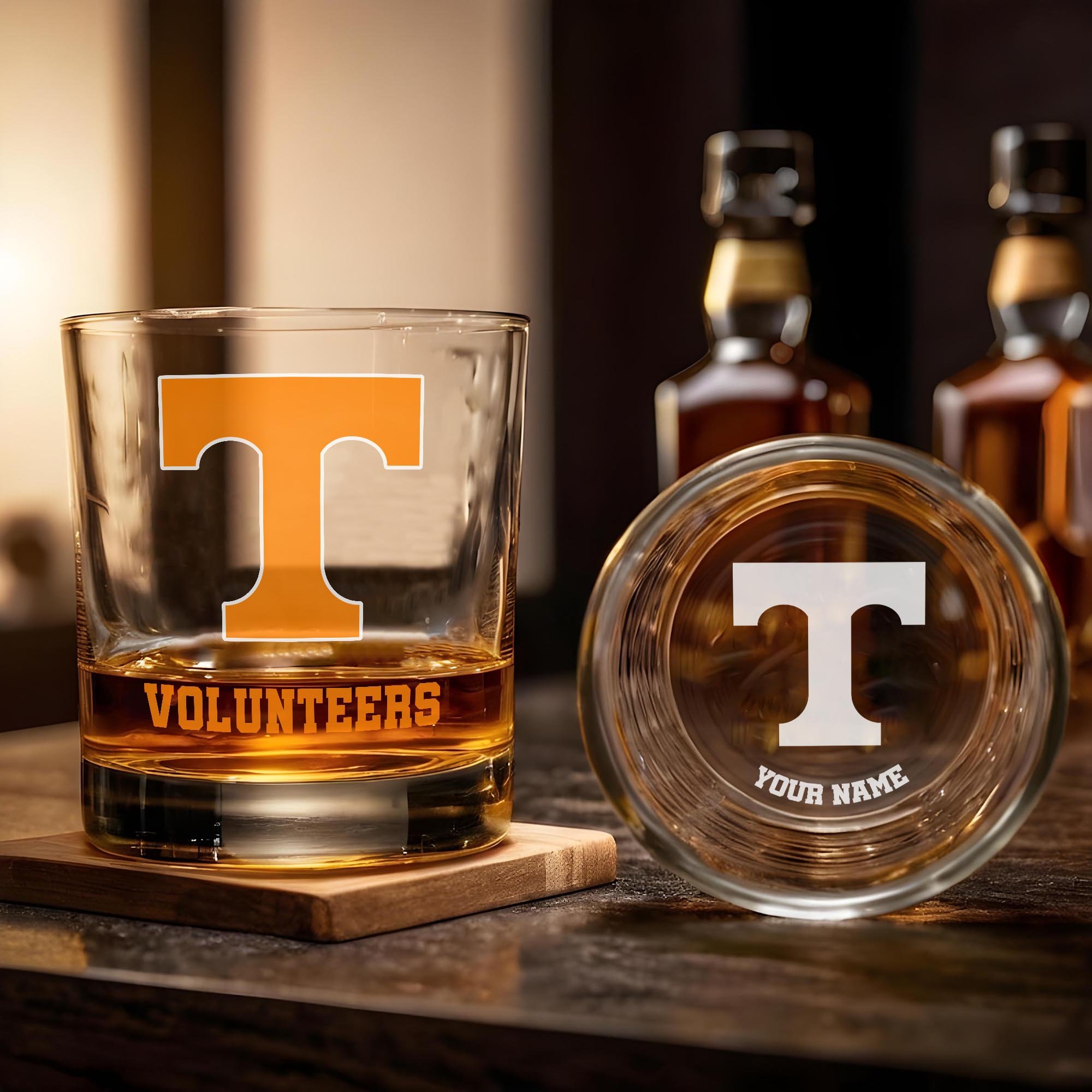 Alternative view of Tennessee Volunteers Engraved Whiskey Glass Custom Your Name, Groomsman 11oz Whiskey Glass, Football Gift, Gifts for Dad EHIVM-03271494