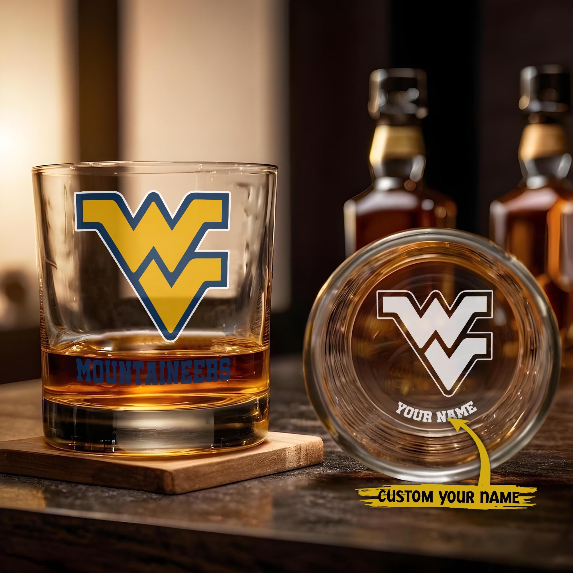 West Virginia Mountaineers Engraved Whiskey Glass Custom Your Name, Groomsman 11oz Whiskey Glass, Football Gift, Gifts for Dad EHIVM-03271494