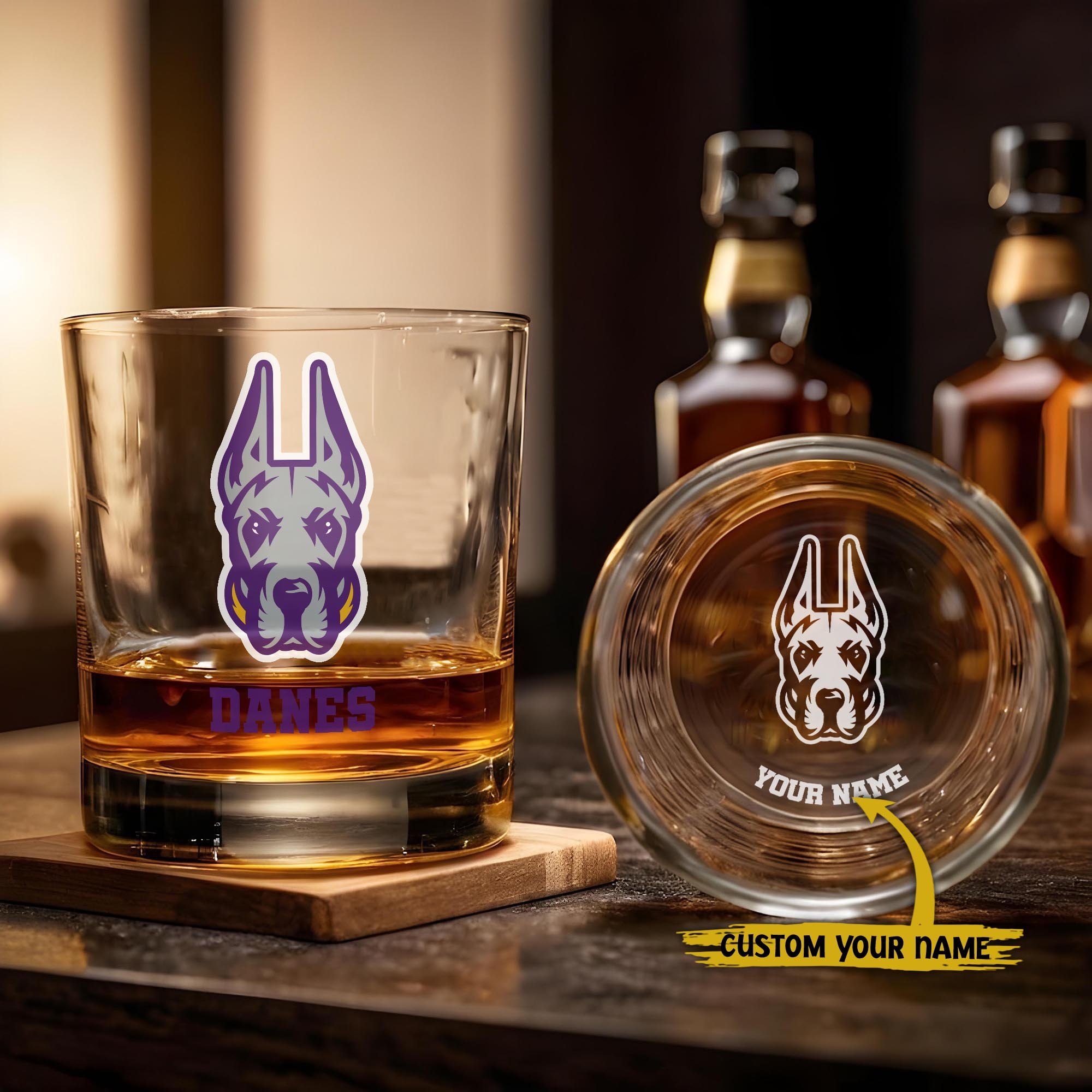 Albany Great Danes Engraved Whiskey Glass Custom Your Name, Groomsman 11oz Whiskey Glass, Football Gift, Gifts for Dad EHIVM-03271494