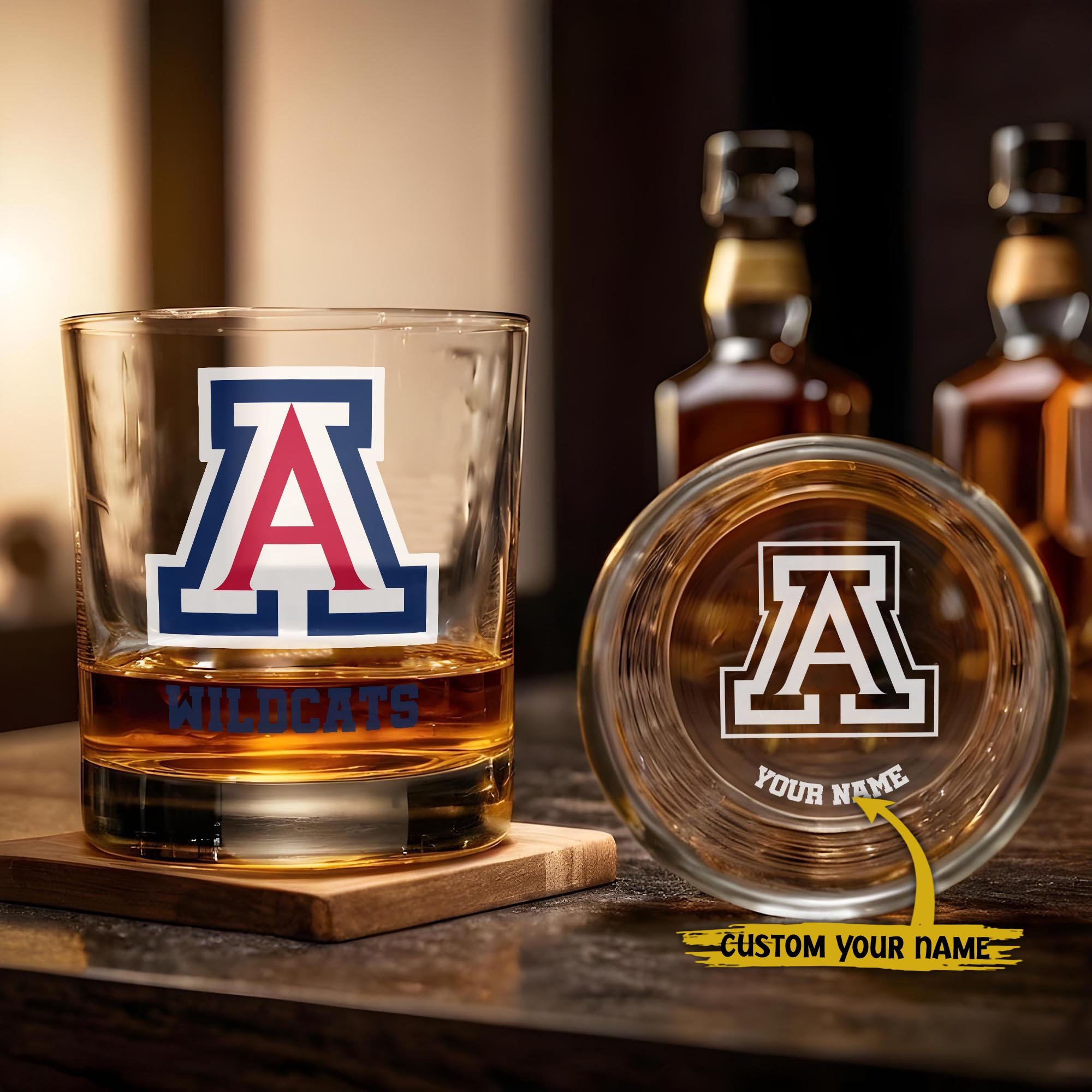 Arizona Wildcats Engraved Whiskey Glass Custom Your Name, Groomsman 11oz Whiskey Glass, Football Gift, Gifts for Dad EHIVM-03271494