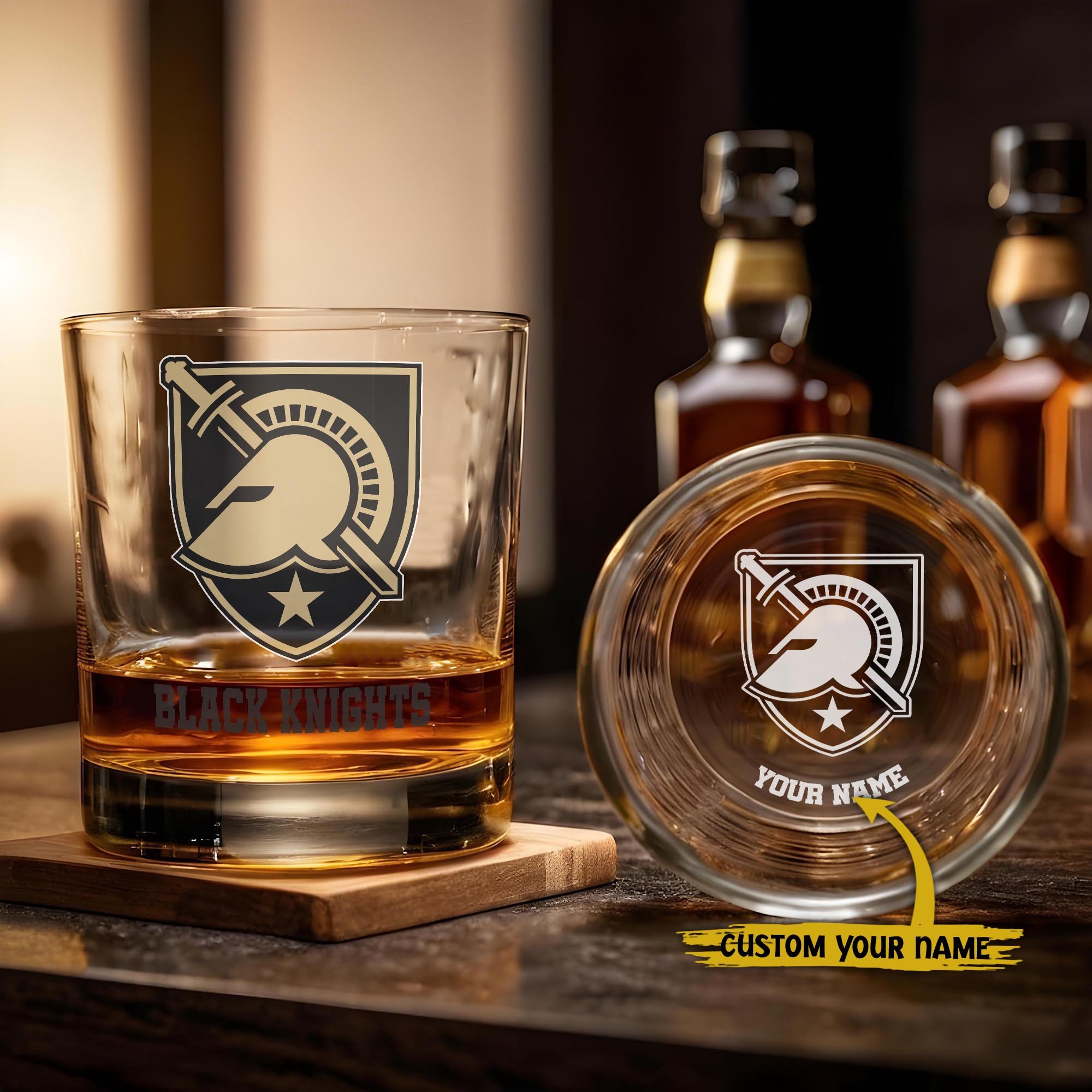 Army Black Knights Engraved Whiskey Glass Custom Your Name, Groomsman 11oz Whiskey Glass, Football Gift, Gifts for Dad EHIVM-03271494