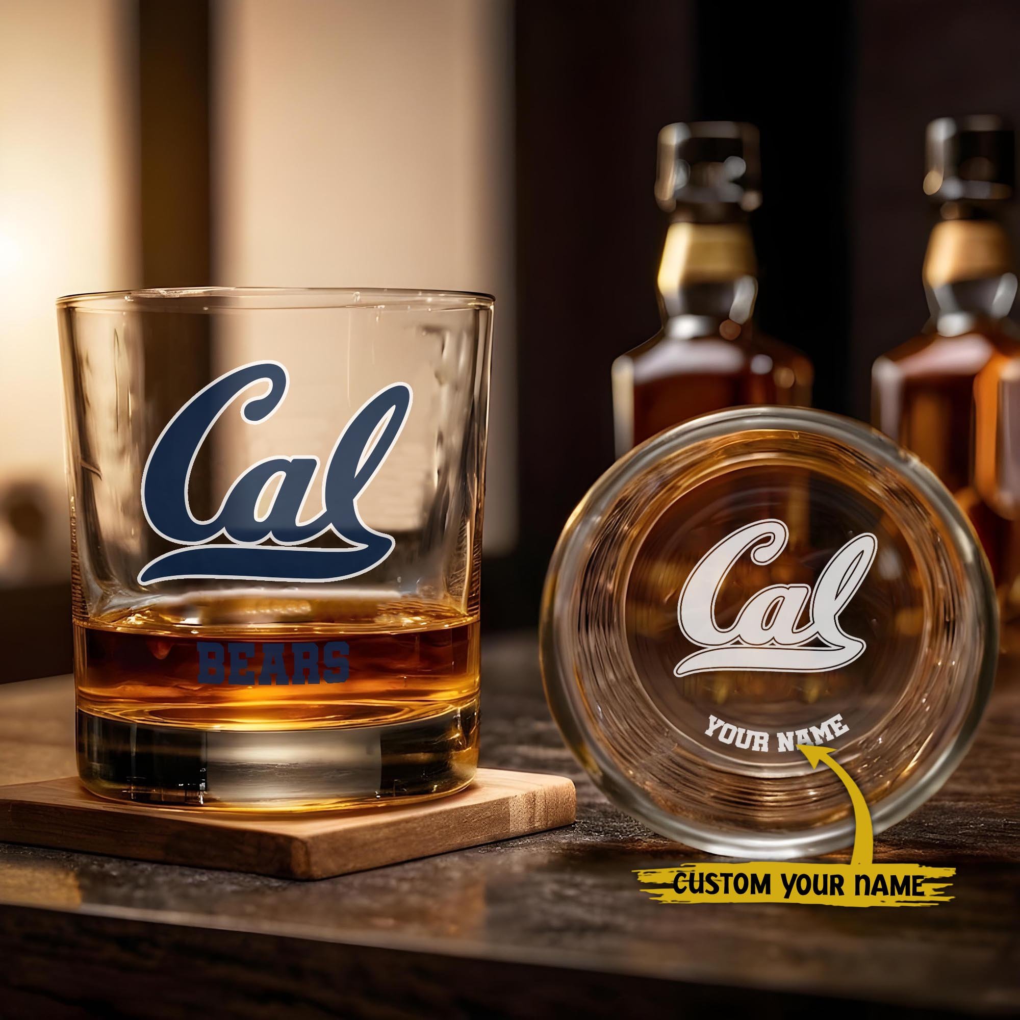 California Golden Bears Engraved Whiskey Glass Custom Your Name, Groomsman 11oz Whiskey Glass, Football Gift, Gifts for Dad EHIVM-03271494