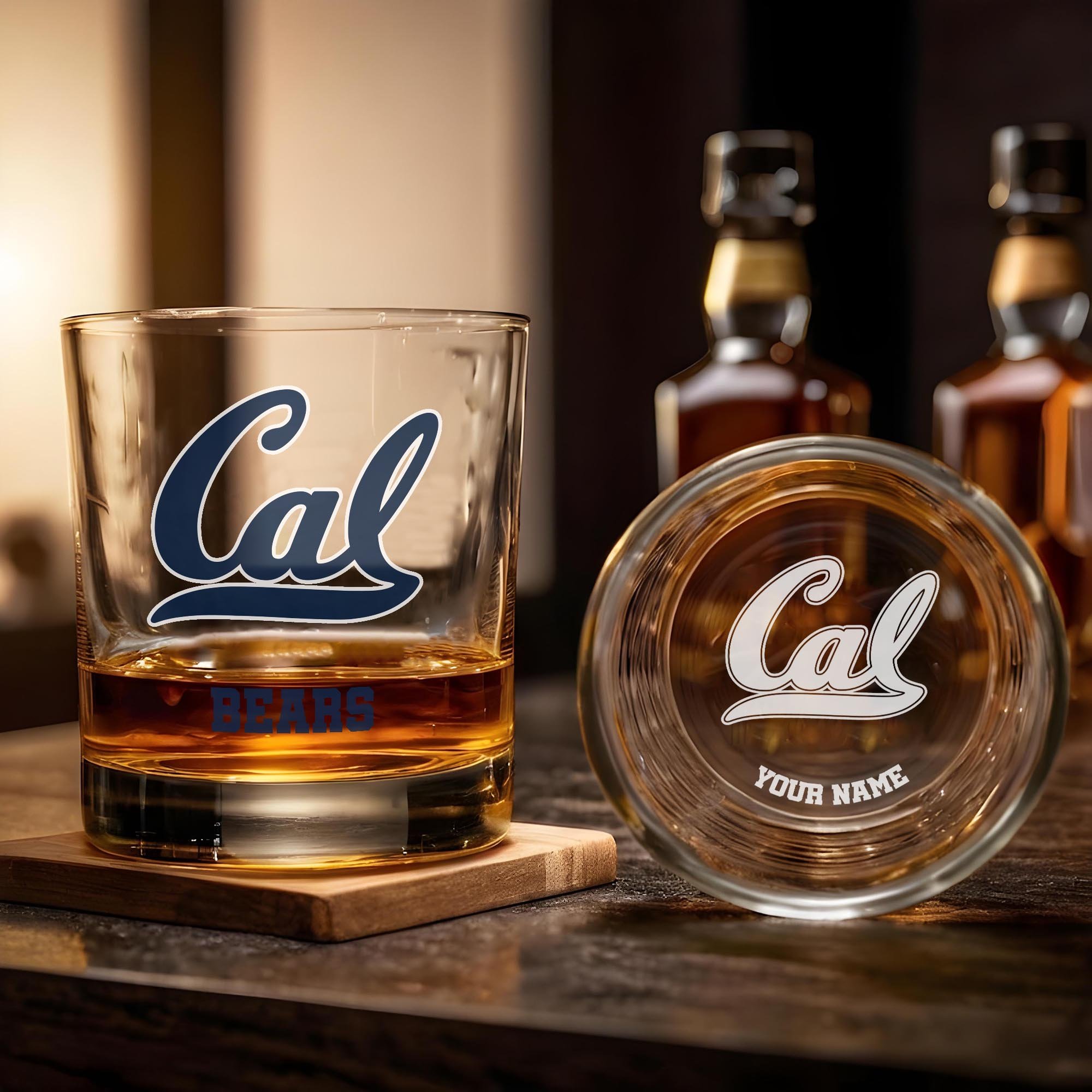 Alternative view of California Golden Bears Engraved Whiskey Glass Custom Your Name, Groomsman 11oz Whiskey Glass, Football Gift, Gifts for Dad EHIVM-03271494