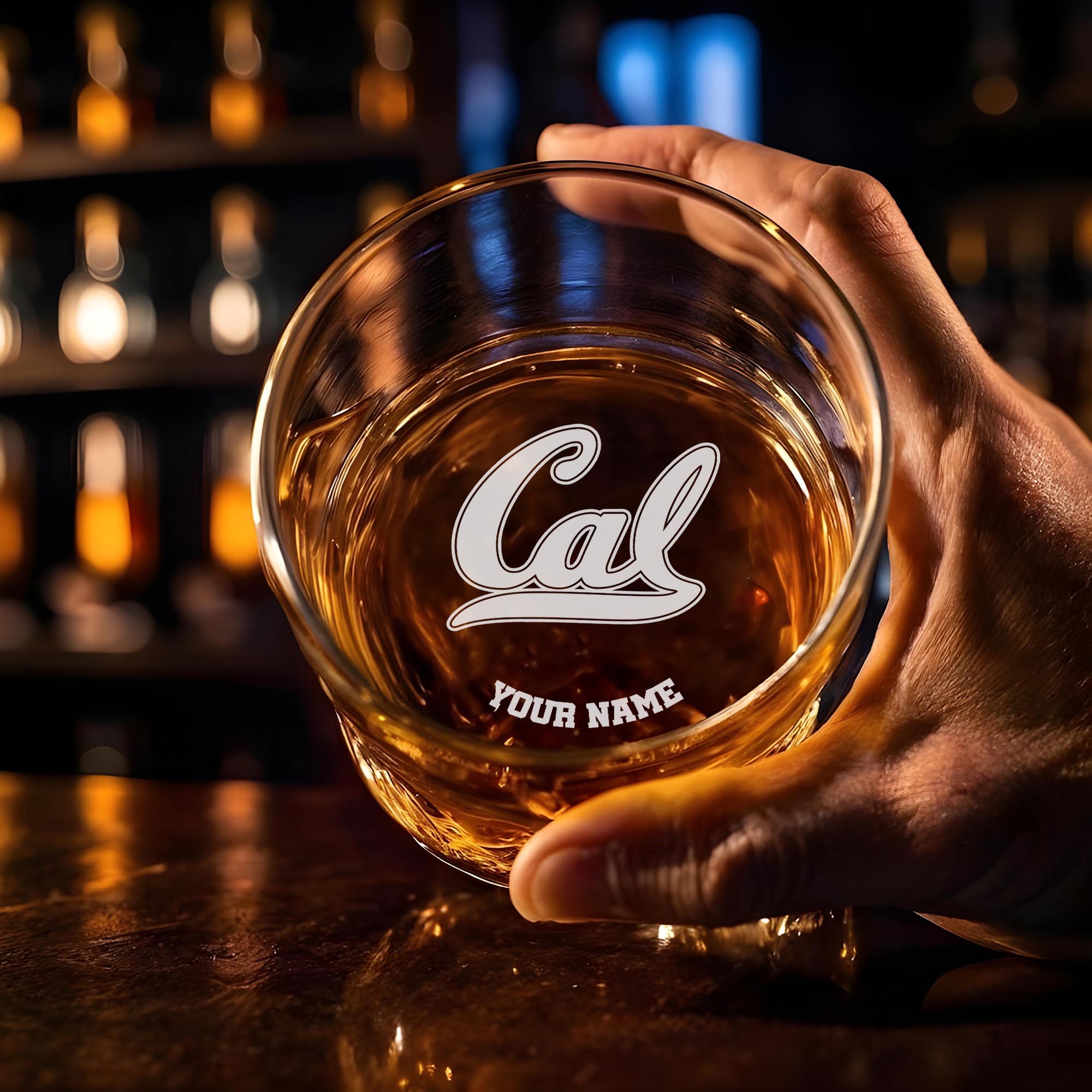 California Golden Bears Engraved Whiskey Glass Custom Your Name, Groomsman 11oz Whiskey Glass, Football Gift, Gifts for Dad EHIVM-03271494 - Image 3