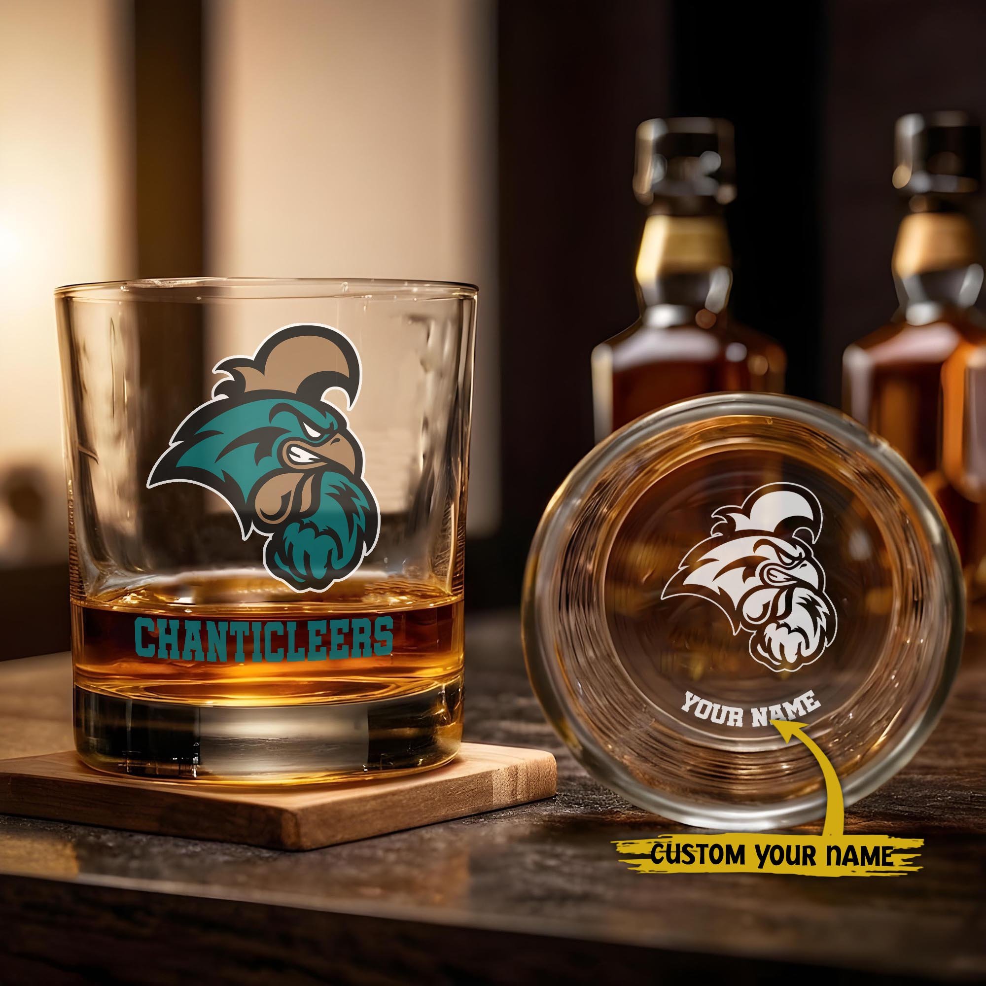 Coastal Carolina Chanticleers Engraved Whiskey Glass Custom Your Name, Groomsman 11oz Whiskey Glass, Football Gift, Gifts for Dad EHIVM-03271494