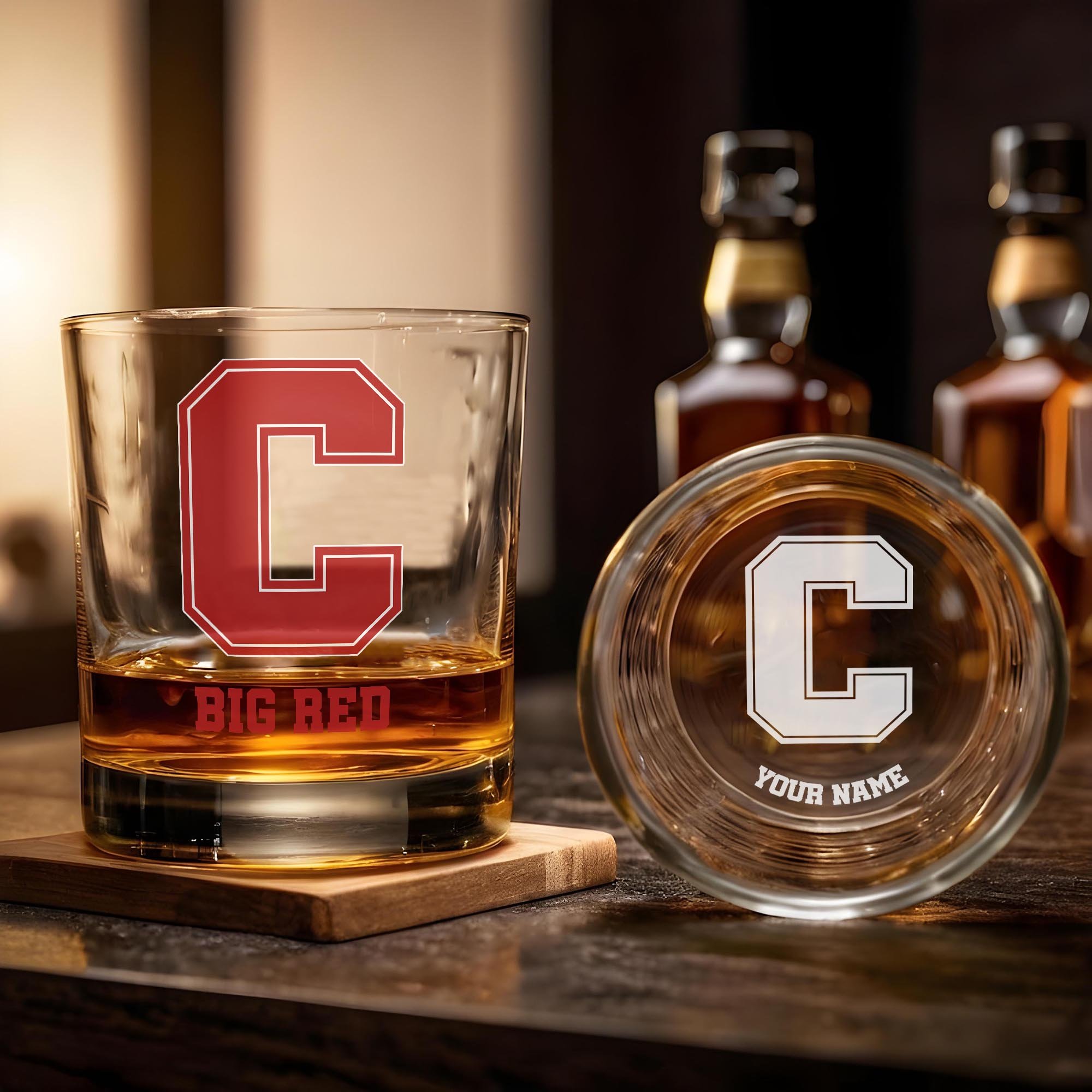 Alternative view of Cornell Big Red Engraved Whiskey Glass Custom Your Name, Groomsman 11oz Whiskey Glass, Football Gift, Gifts for Dad EHIVM-03271494